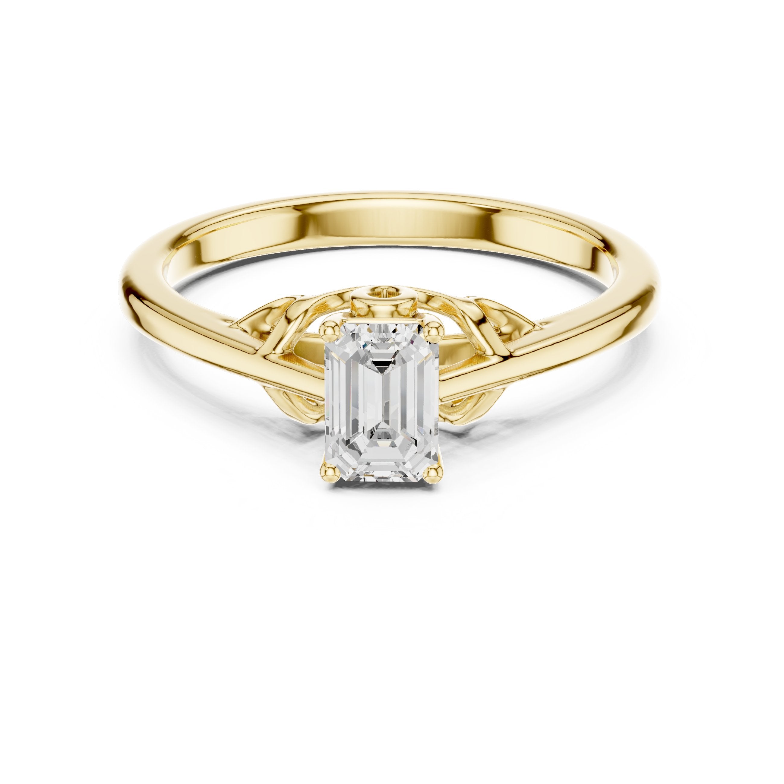 Emerald Cut Diamond Solitaire Engagement Ring in Yellow Gold - VYKA Diamonds