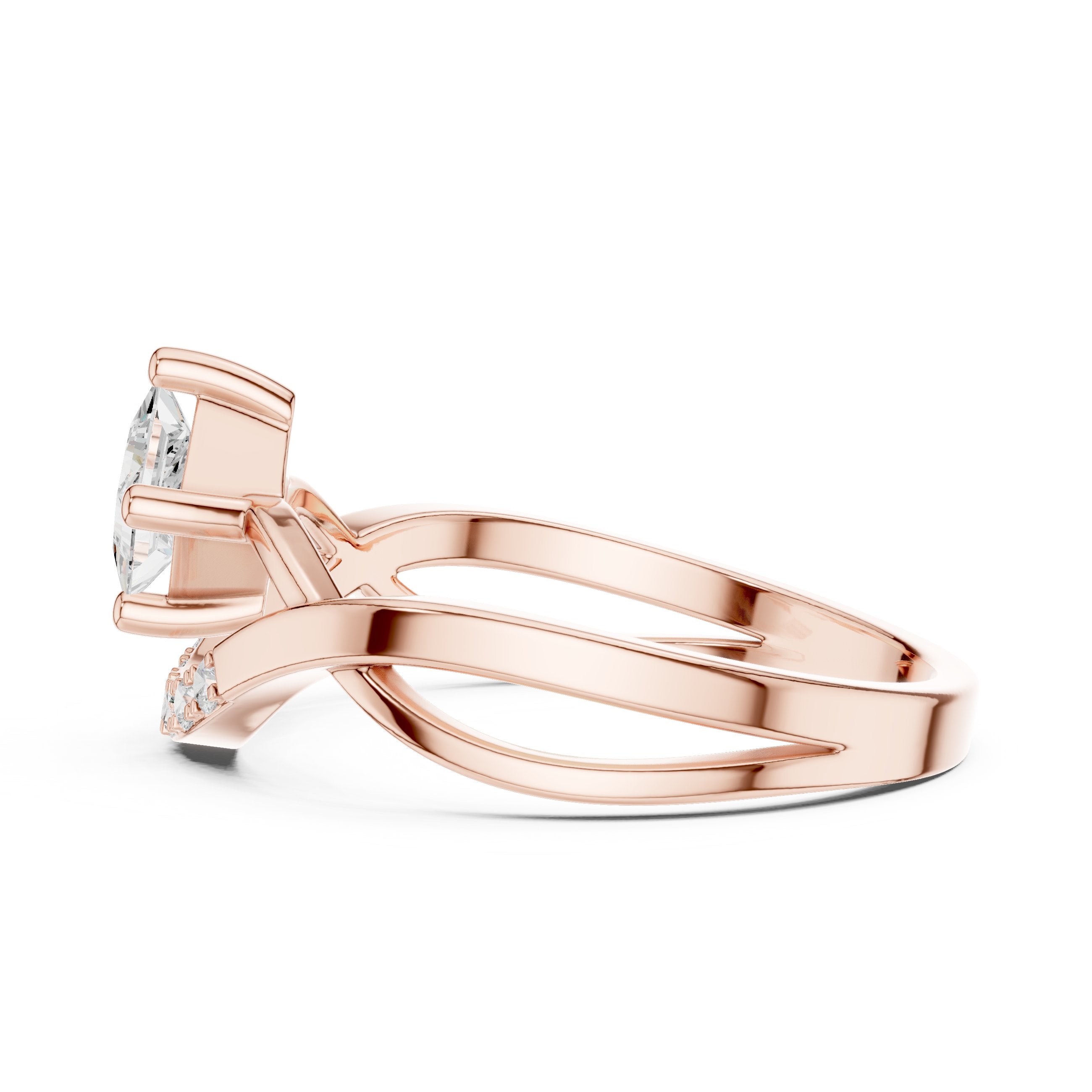 Princess Cut Diamond V-Shank Engagement Ring in Rose Gold - VYKA Diamonds