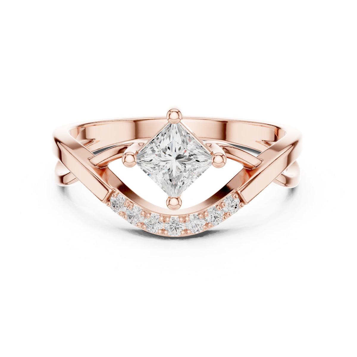 Princess Cut Diamond V-Shank Engagement Ring