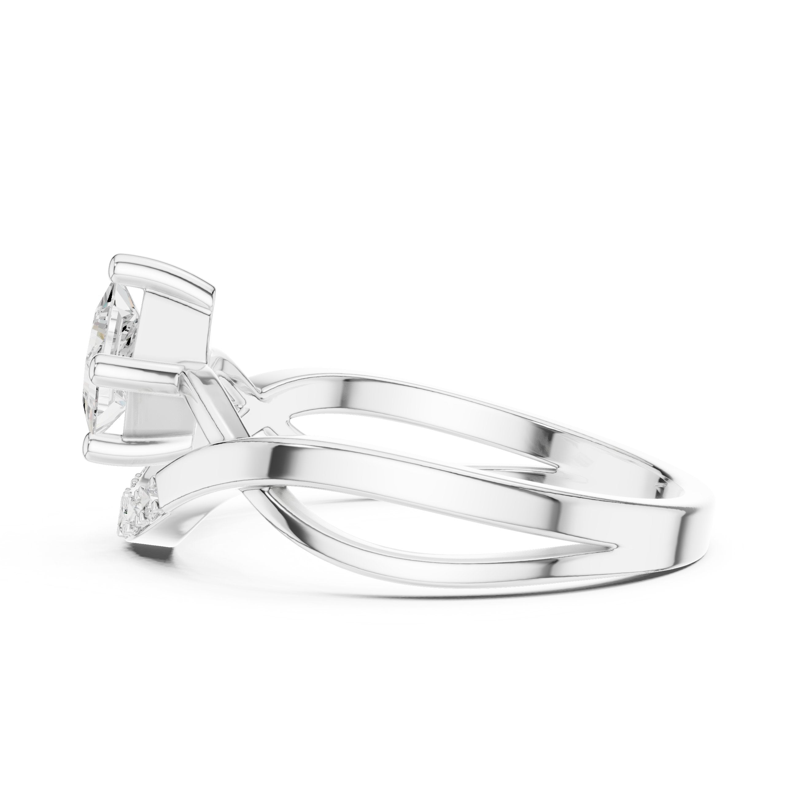 Princess Cut Diamond V-Shank Engagement Ring in White Gold - VYKA Diamonds