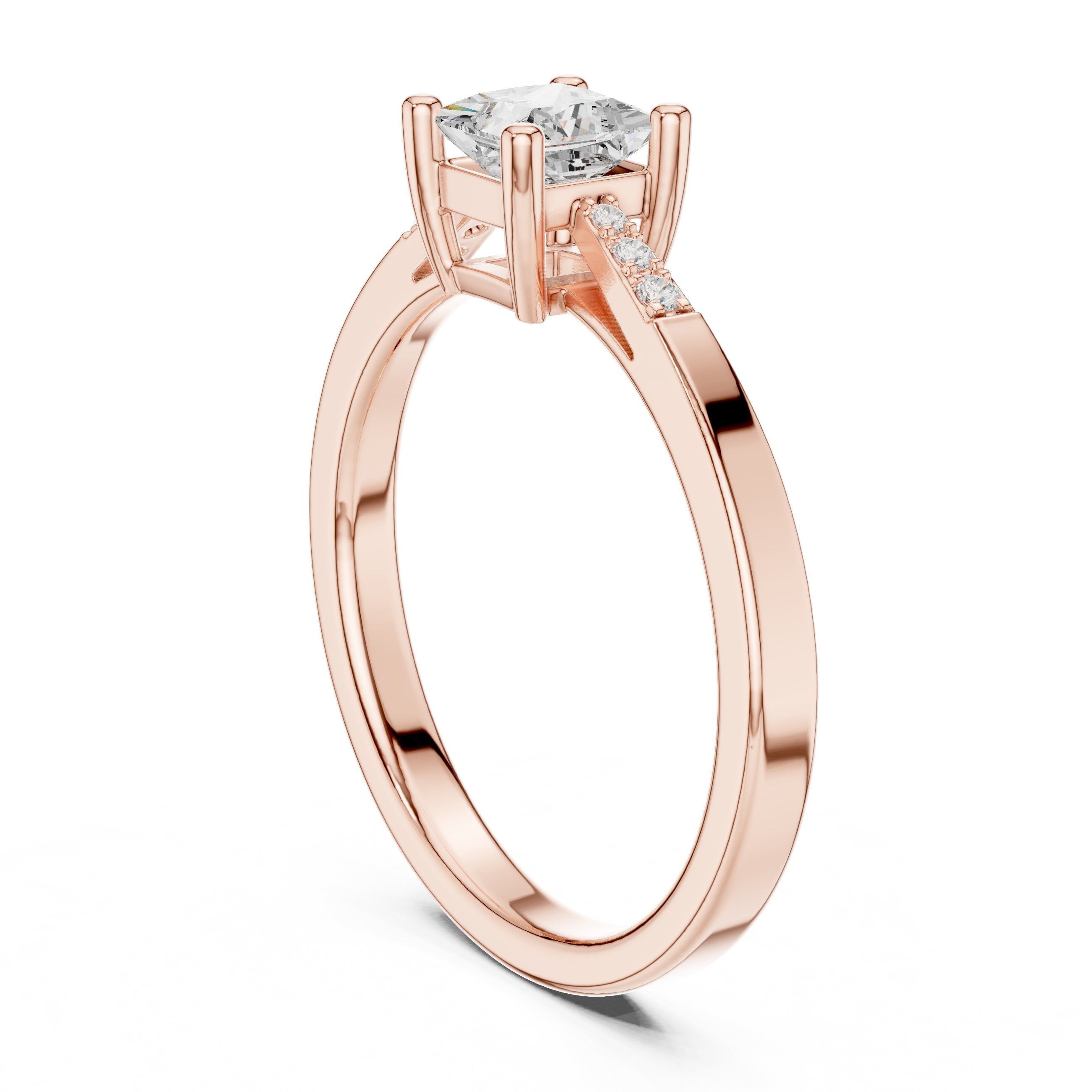 Princess Cut Diamond Channel Set Engagement Ring in Rose Gold - VYKA Diamonds