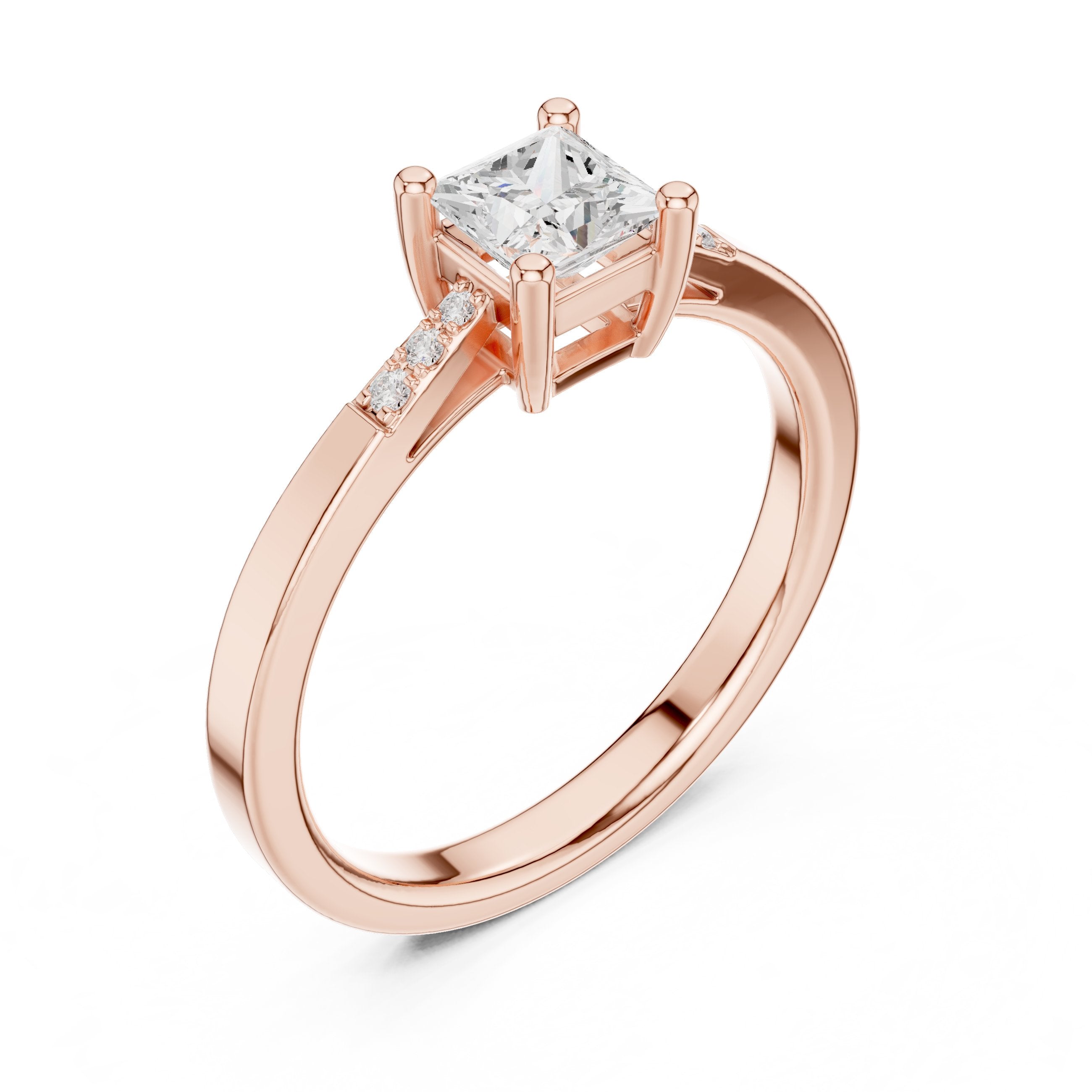 Princess Cut Diamond Channel Set Engagement Ring in Rose Gold - VYKA Diamonds