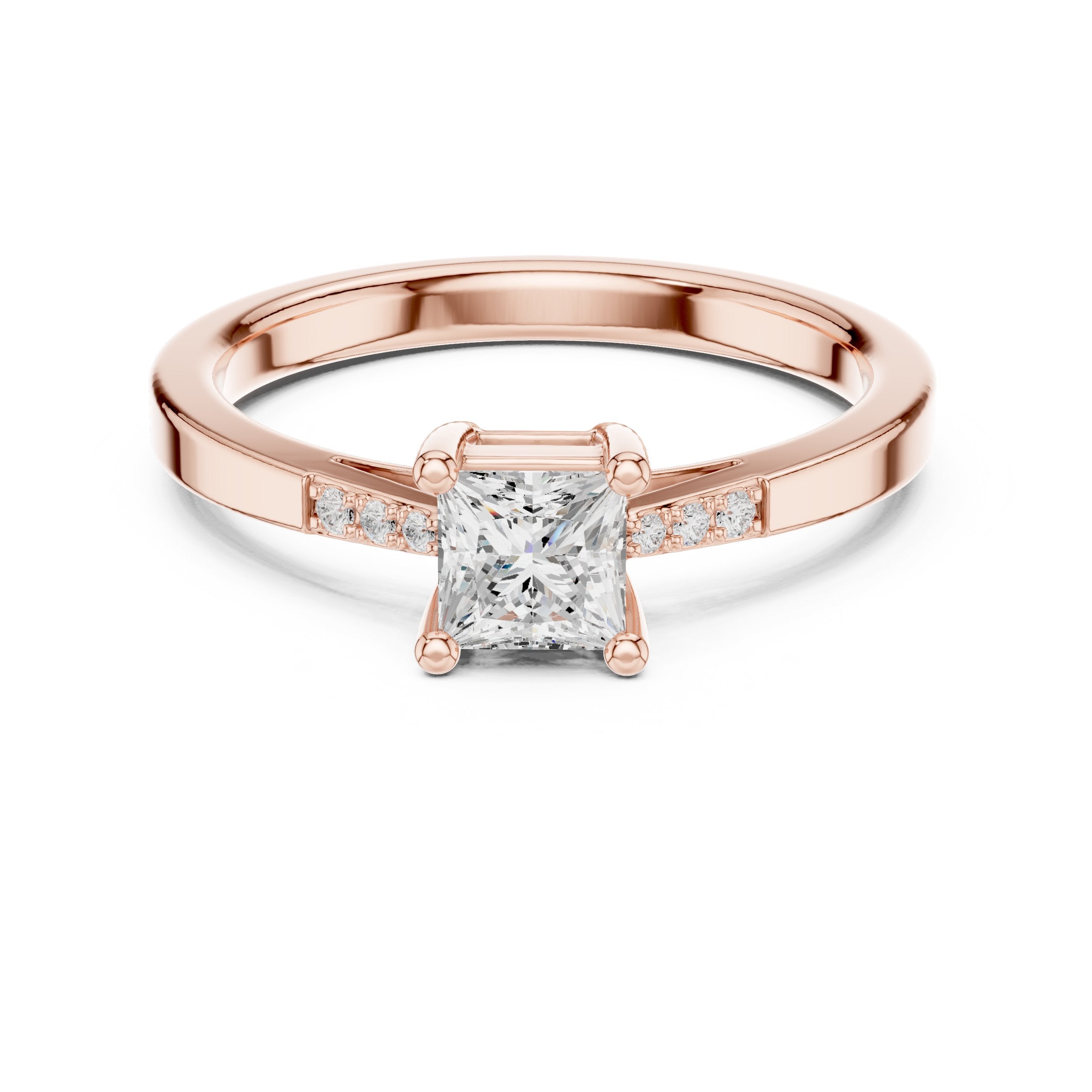 Princess Cut Diamond Channel Set Engagement Ring in Rose Gold - VYKA Diamonds