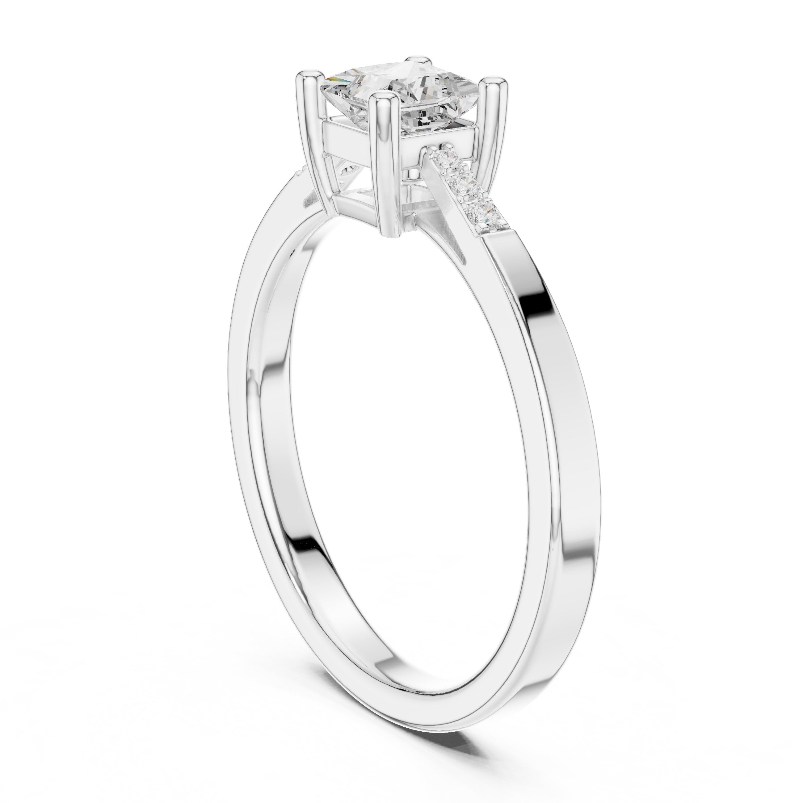Princess Cut Diamond Channel Set Engagement Ring in White Gold - VYKA Diamonds