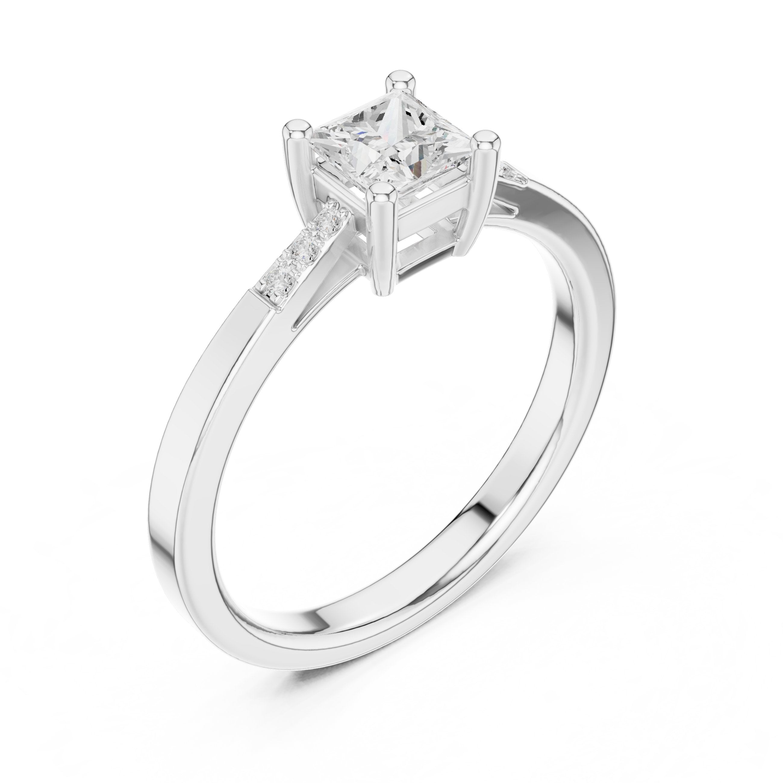 Princess Cut Diamond Channel Set Engagement Ring in White Gold - VYKA Diamonds