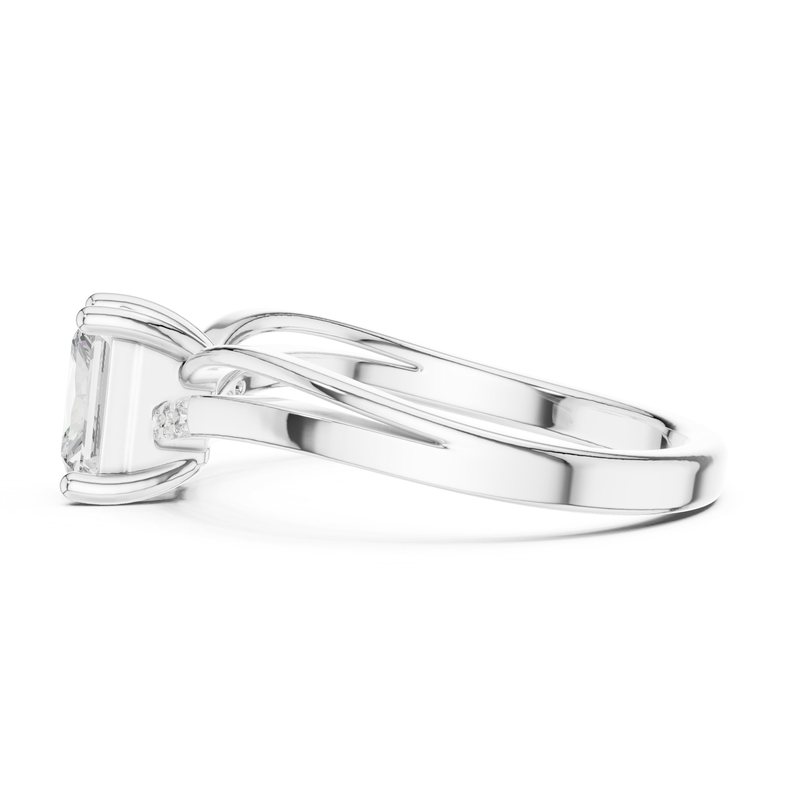 Radiant Cut Engagement Ring with Side Round Accents in White Gold - VYKA Diamonds