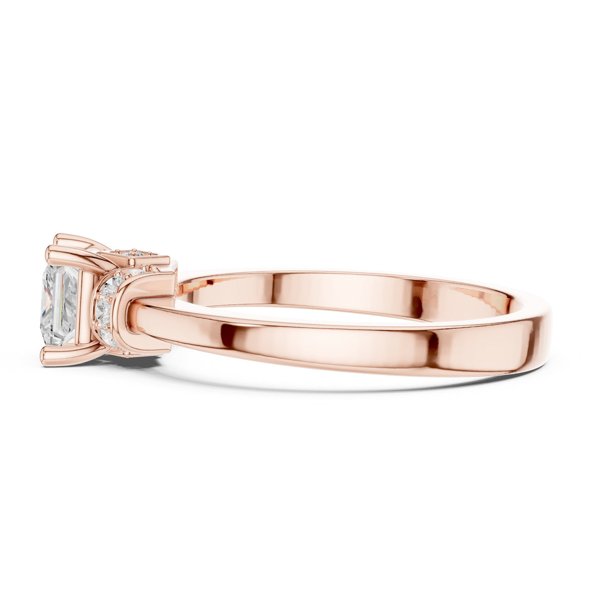 Princess Cut Engagement Ring with Crown Halo Arches
