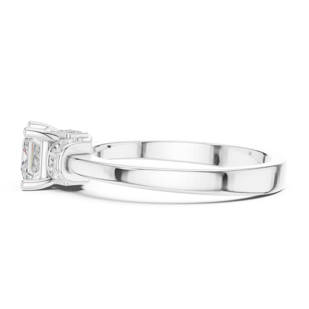 Princess Cut Engagement Ring with Crown Halo Arches