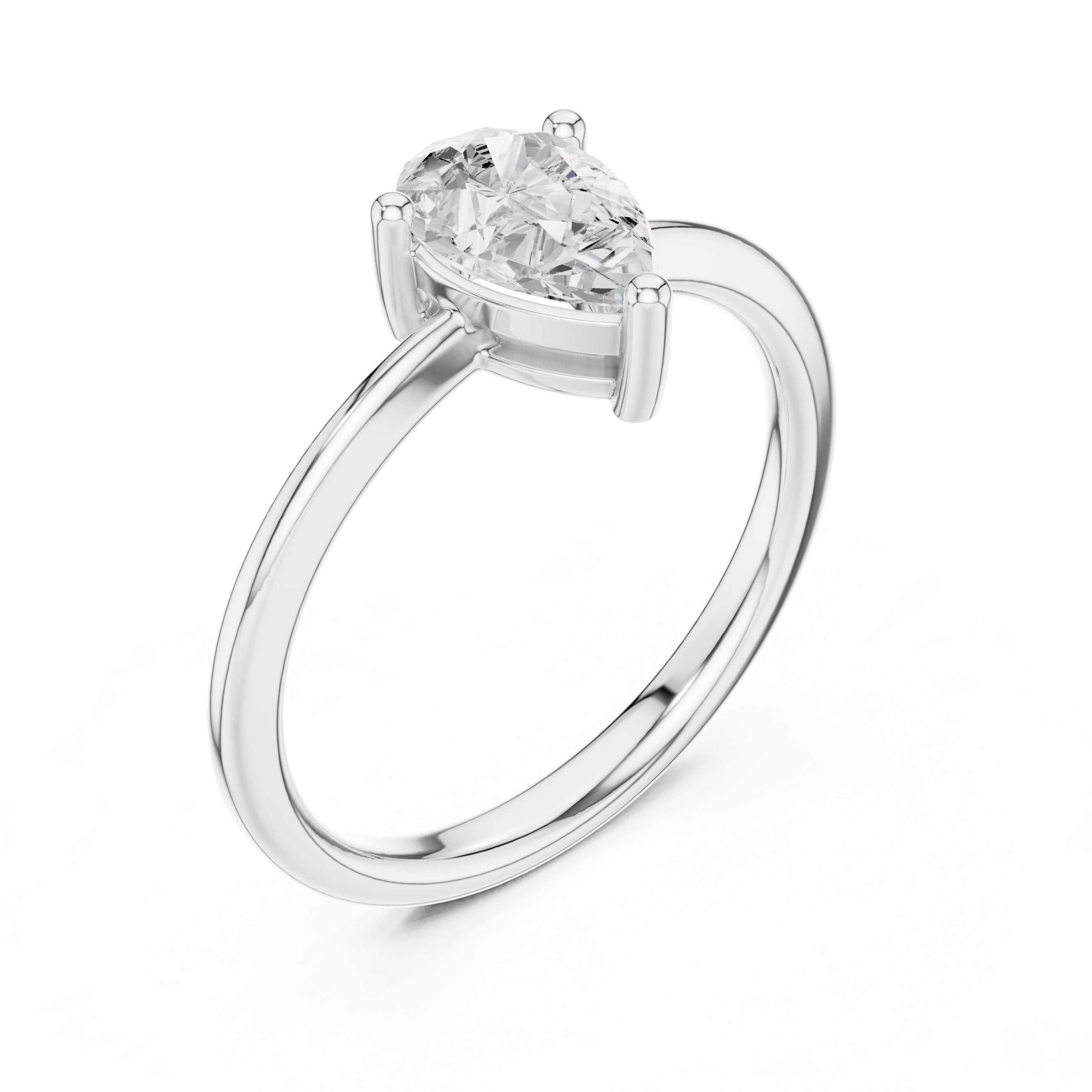 Pear Diamond Solitaire Engagement Ring in White Gold - VYKA Diamonds