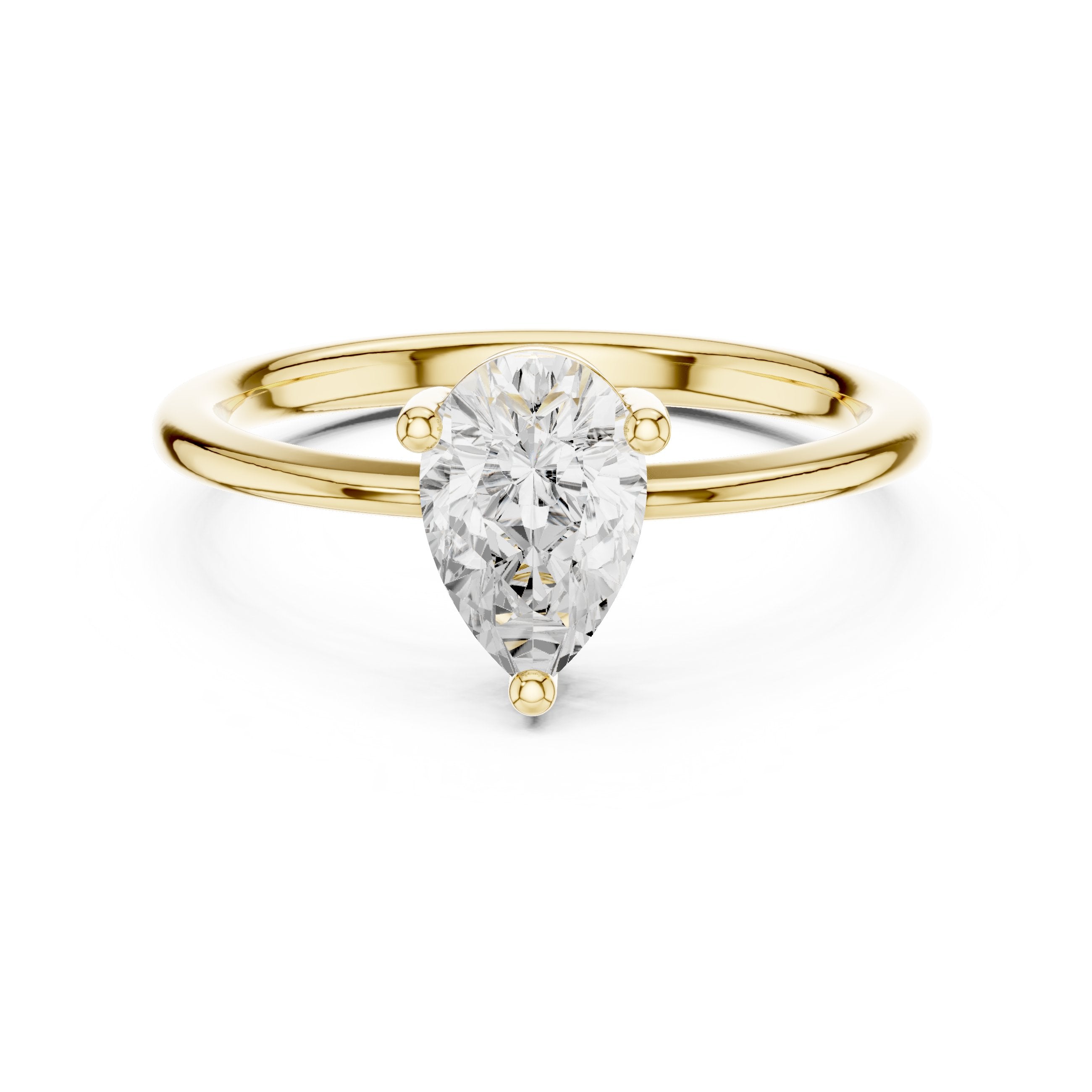 Pear Diamond Solitaire Engagement Ring in Yellow Gold - VYKA Diamonds