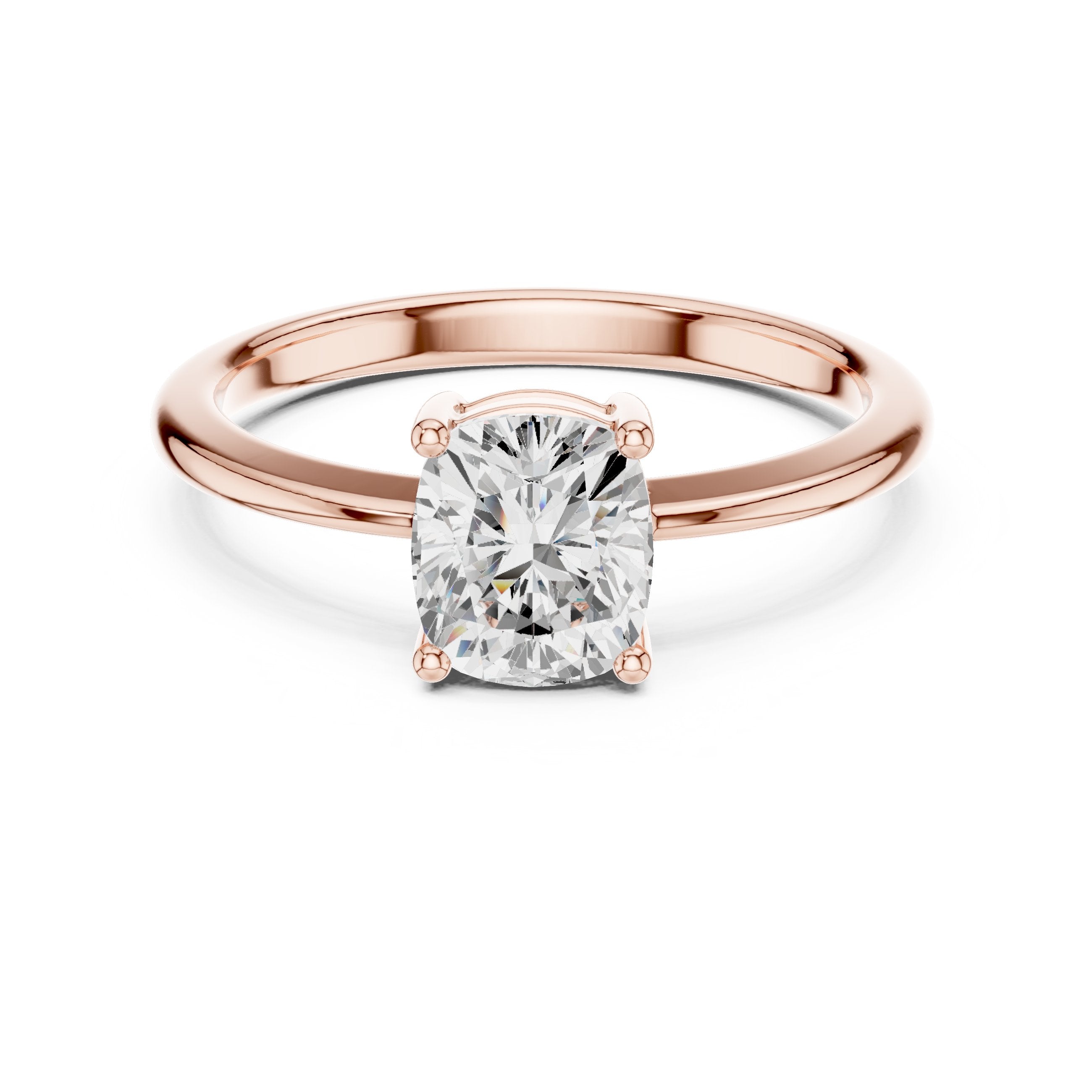 Cushion Cut Solitaire Engagement Ring in 18K Gold in Rose Gold - VYKA Diamonds