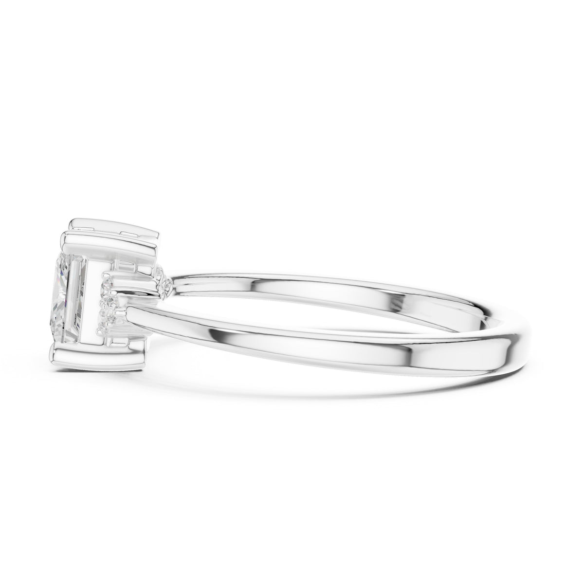 Princess Cut Engagement Ring with Side Cluster Accents