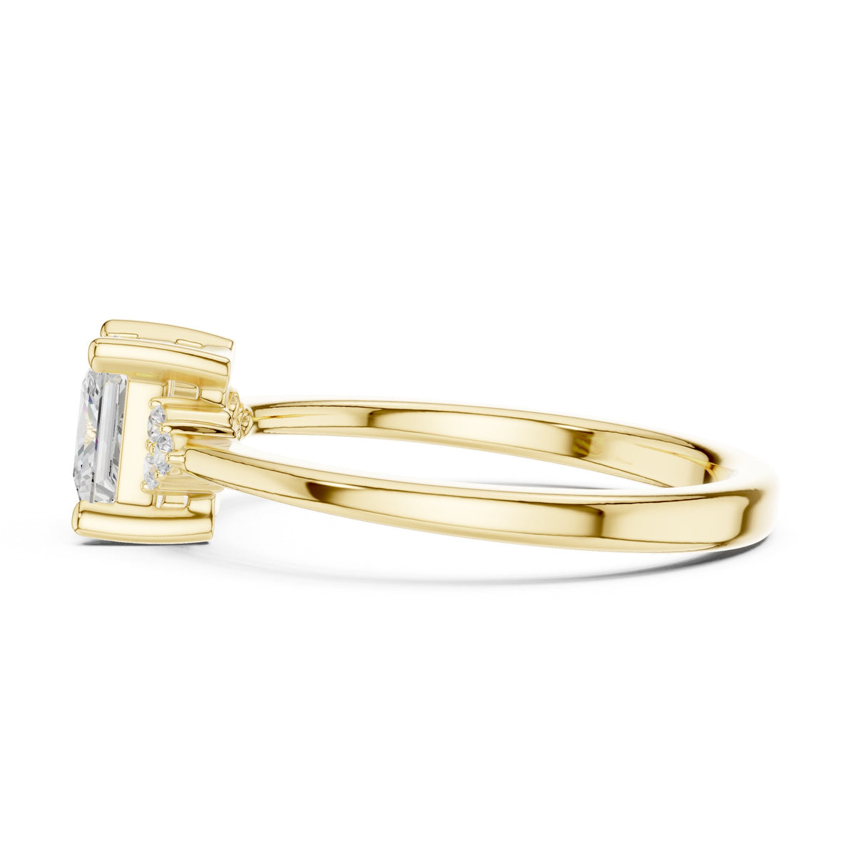 Princess Cut Engagement Ring with Side Cluster Accents