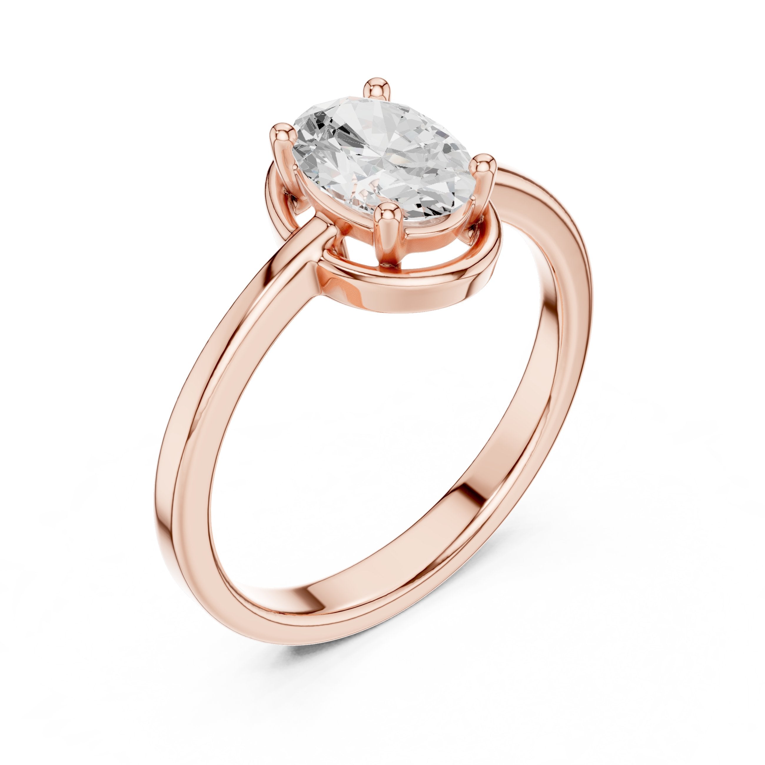 Oval Diamond Bezel Set Solitaire Engagement Ring in Rose Gold - VYKA Diamonds