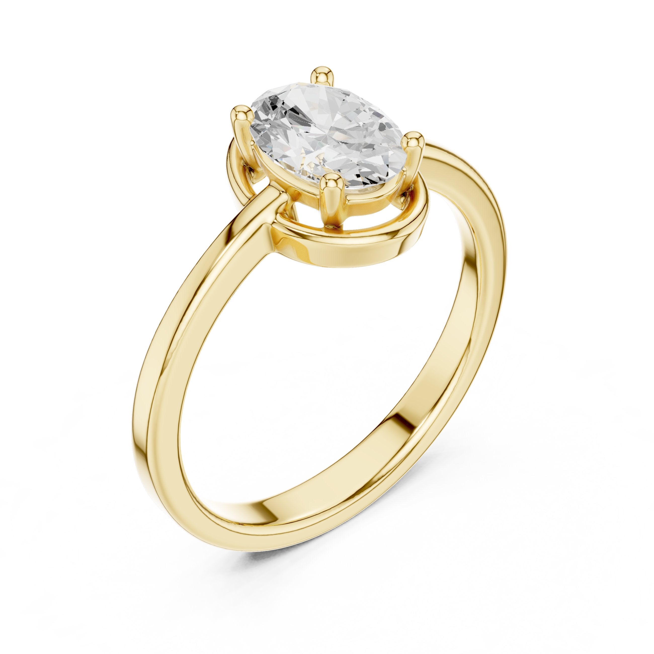 Oval Diamond Bezel Set Solitaire Engagement Ring in Yellow Gold - VYKA Diamonds
