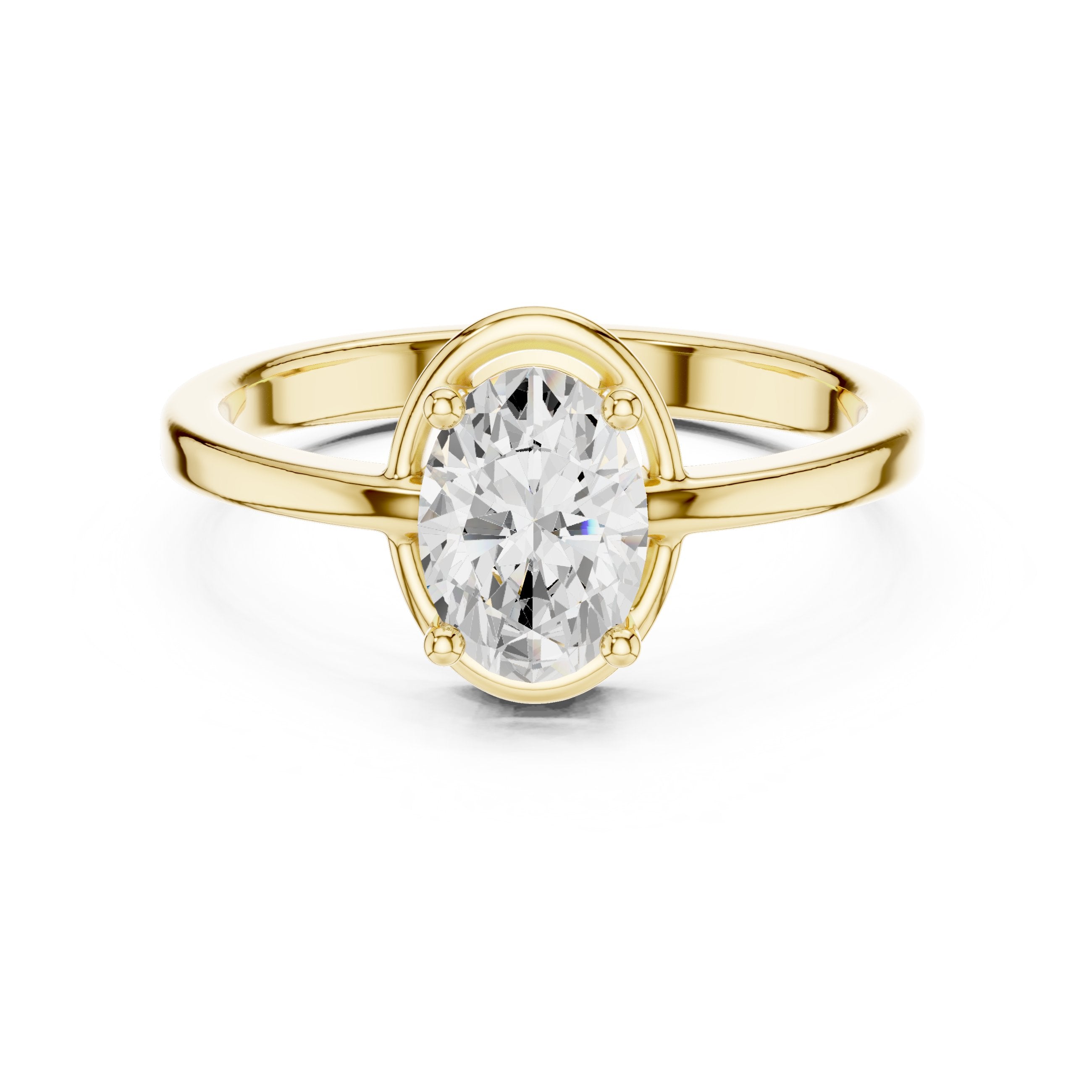 Oval Diamond Bezel Set Solitaire Engagement Ring in Yellow Gold - VYKA Diamonds
