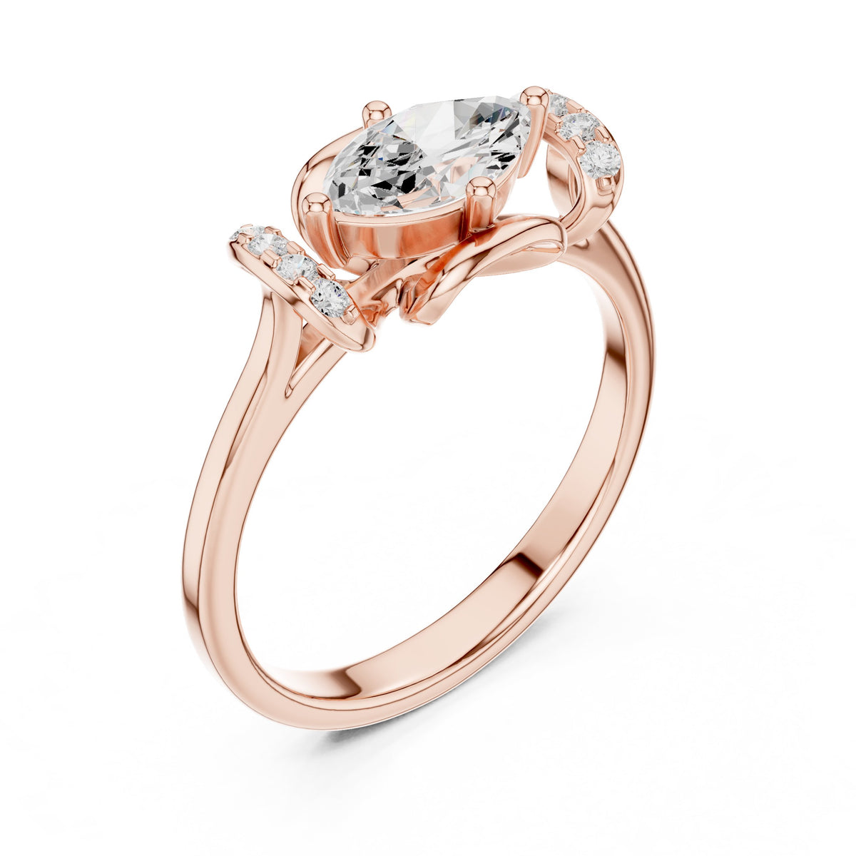 Marquise Diamond Hidden Halo Engagement Ring