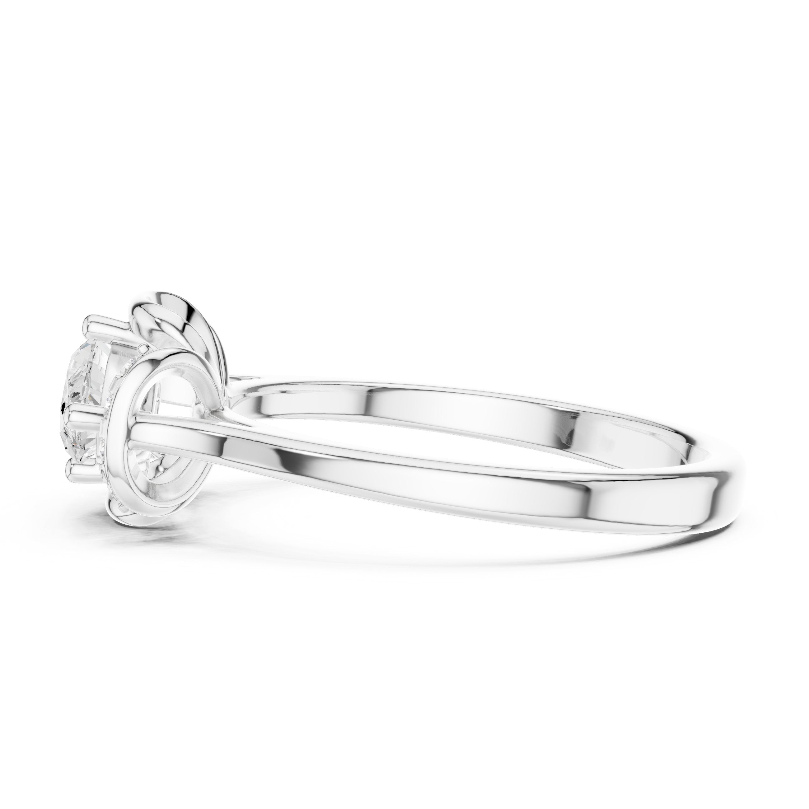 Marquise Diamond Hidden Halo Engagement Ring in White Gold - VYKA Diamonds