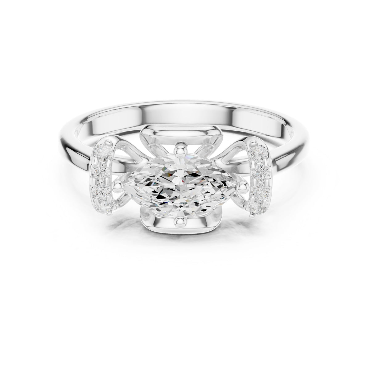 Marquise Diamond Hidden Halo Engagement Ring