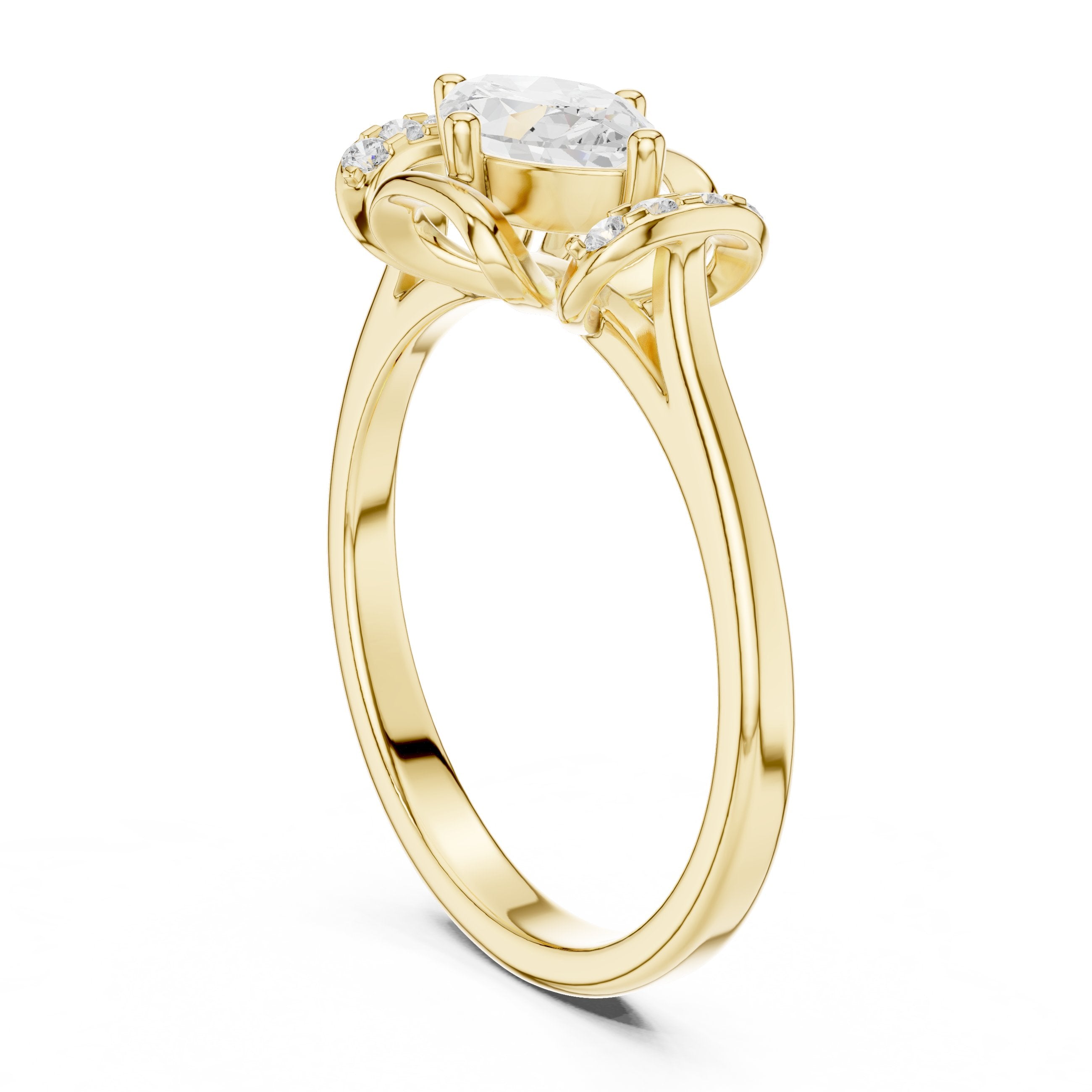 Marquise Diamond Hidden Halo Engagement Ring in Yellow Gold - VYKA Diamonds