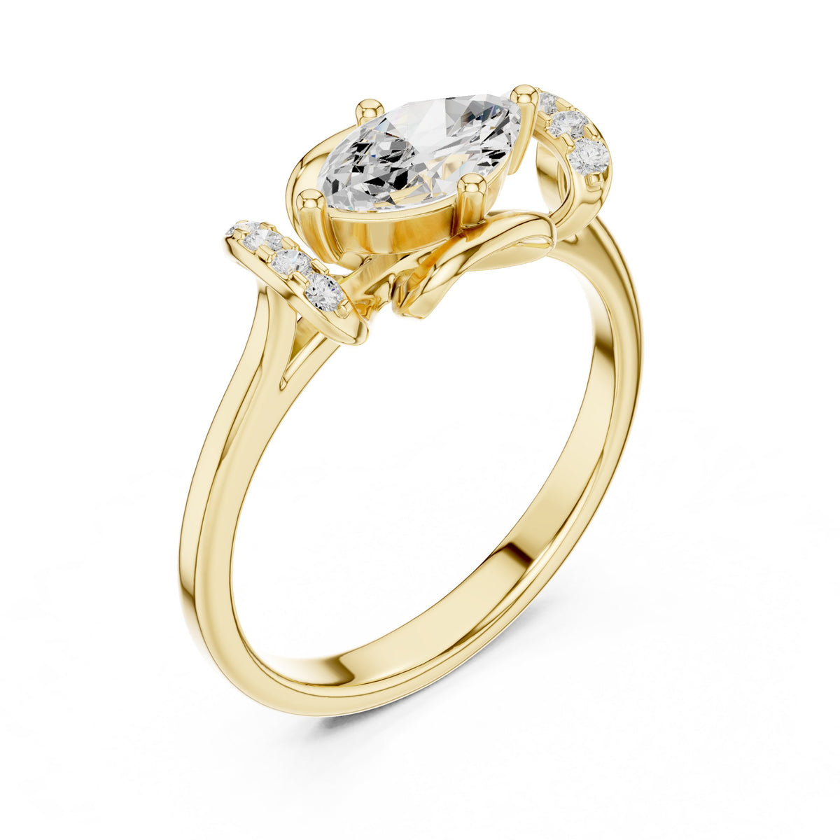 Marquise Diamond Hidden Halo Engagement Ring