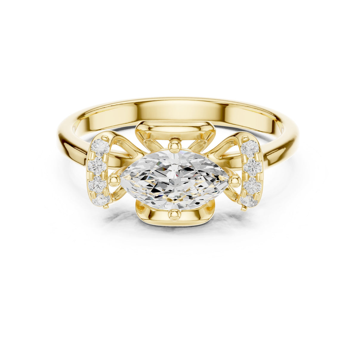 Marquise Diamond Hidden Halo Engagement Ring