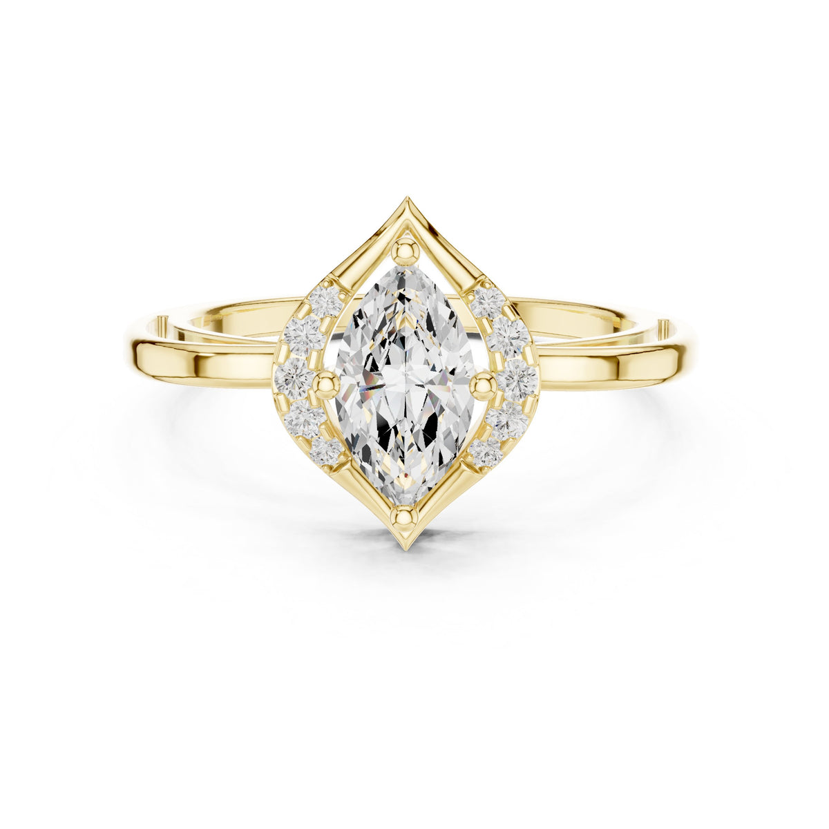 Marquise Cut Diamond-Shape Halo Engagement Ring