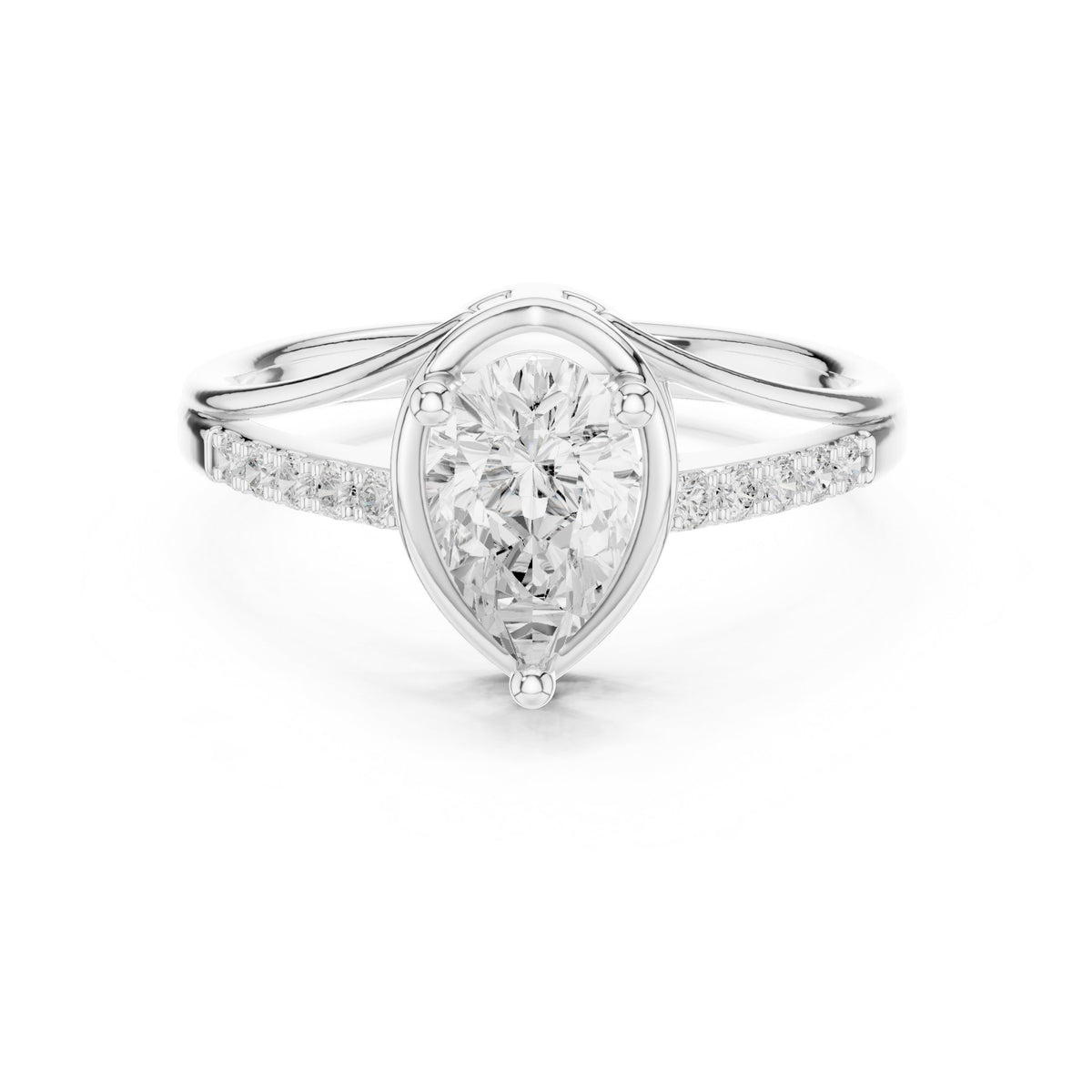 Pear Diamond Engagement Ring with Pavé Band