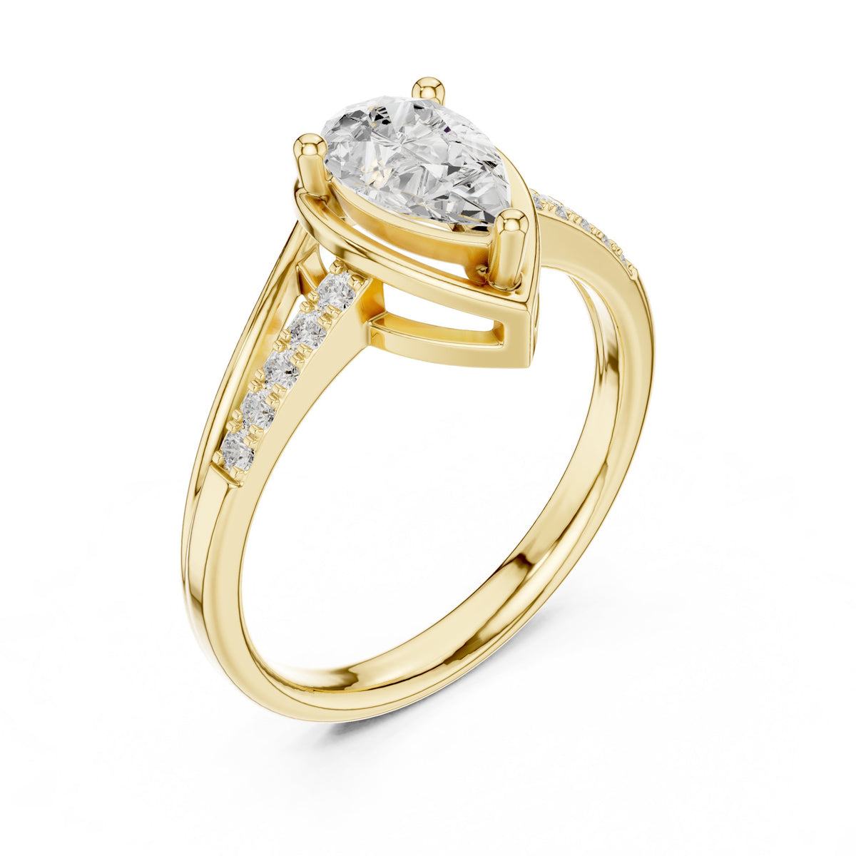 Pear Diamond Engagement Ring with Pavé Band