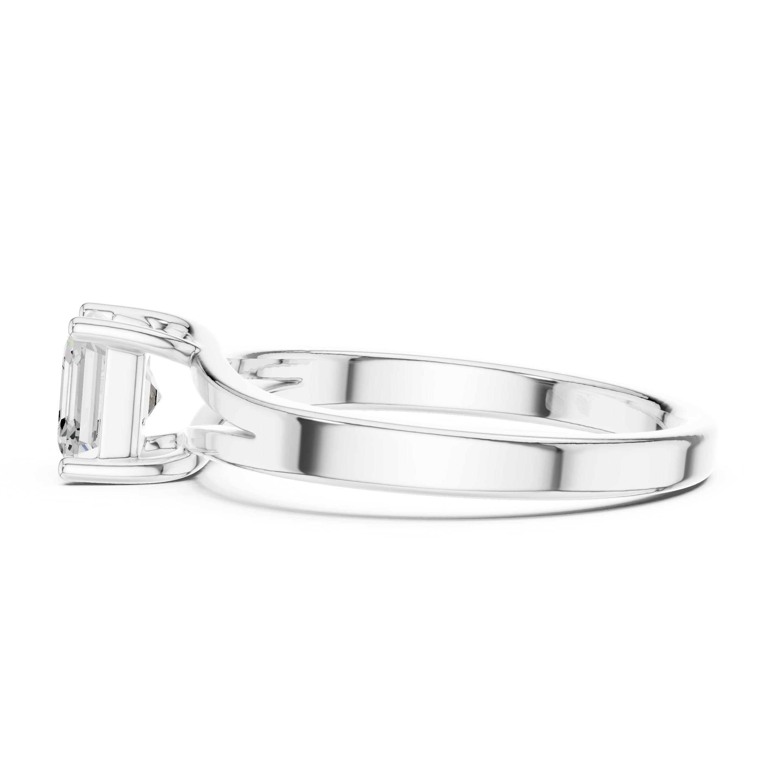 Asscher Cut Split Shank Solitaire Engagement Ring in White Gold - VYKA Diamonds