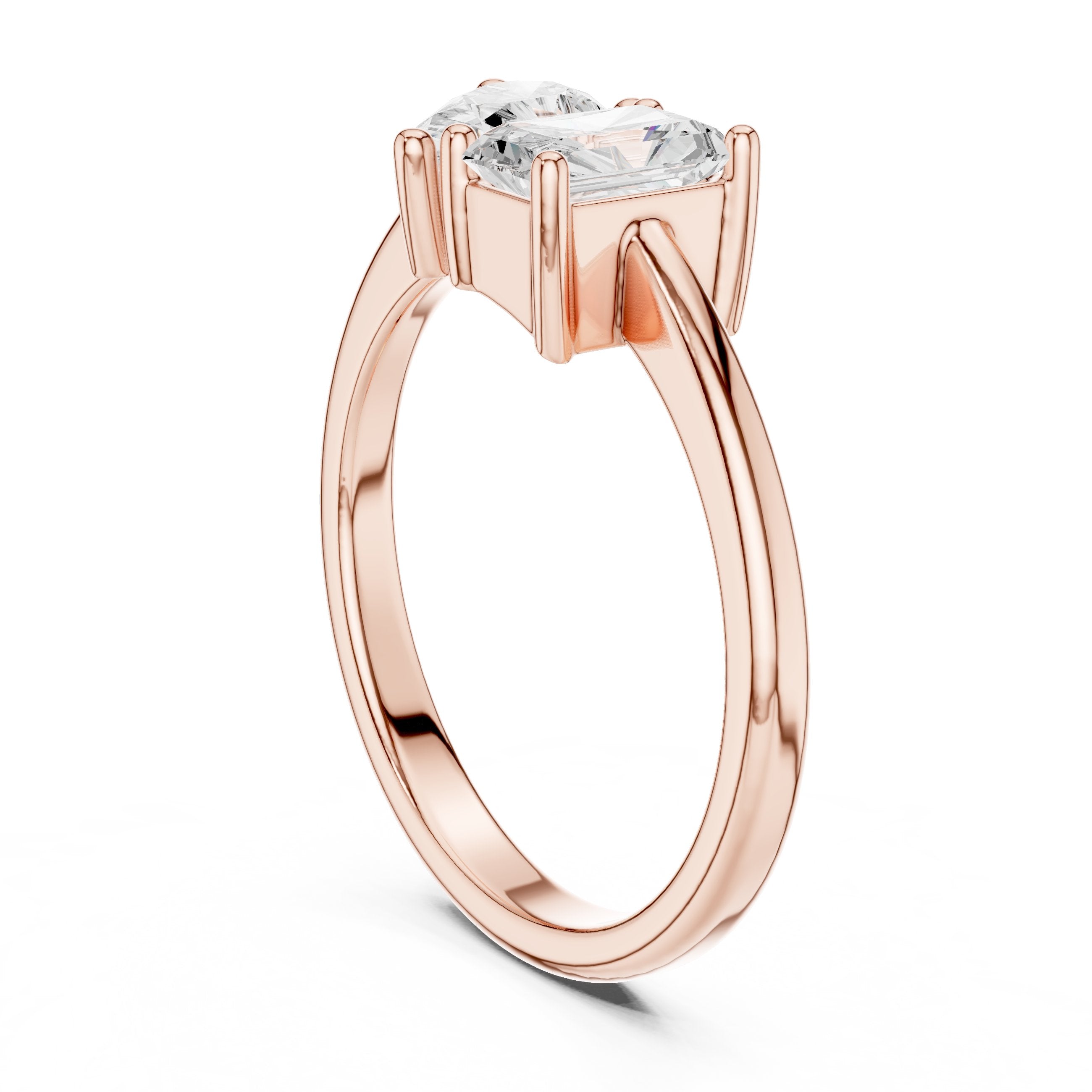 Pear and Radiant Toi et Moi Engagement Ring in Rose Gold - VYKA Diamonds