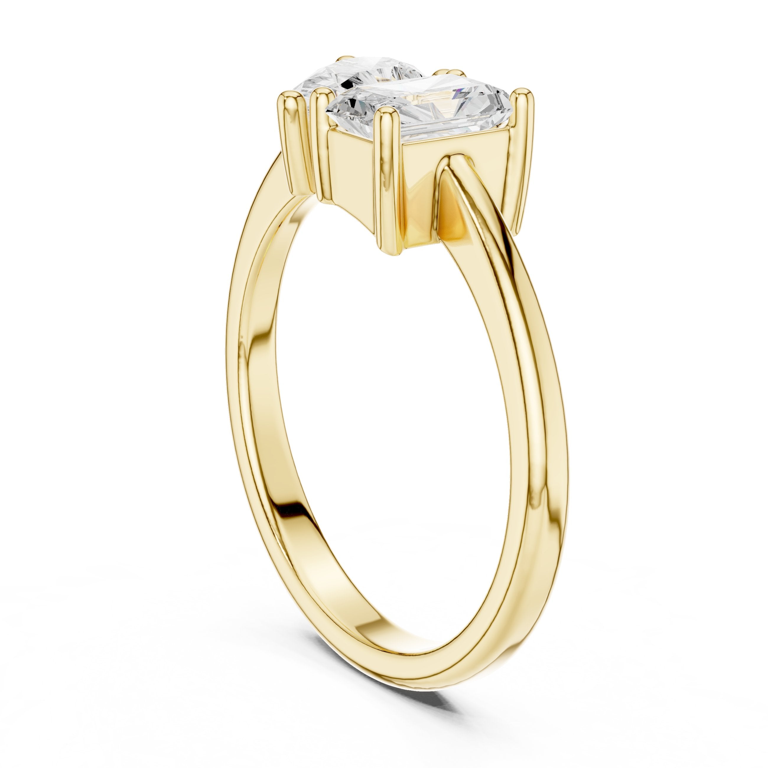 Pear and Radiant Toi et Moi Engagement Ring in Yellow Gold - VYKA Diamonds