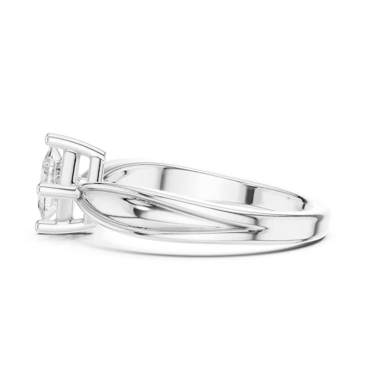 Kite Princess Cut Solitaire Engagement Ring with Split Shank