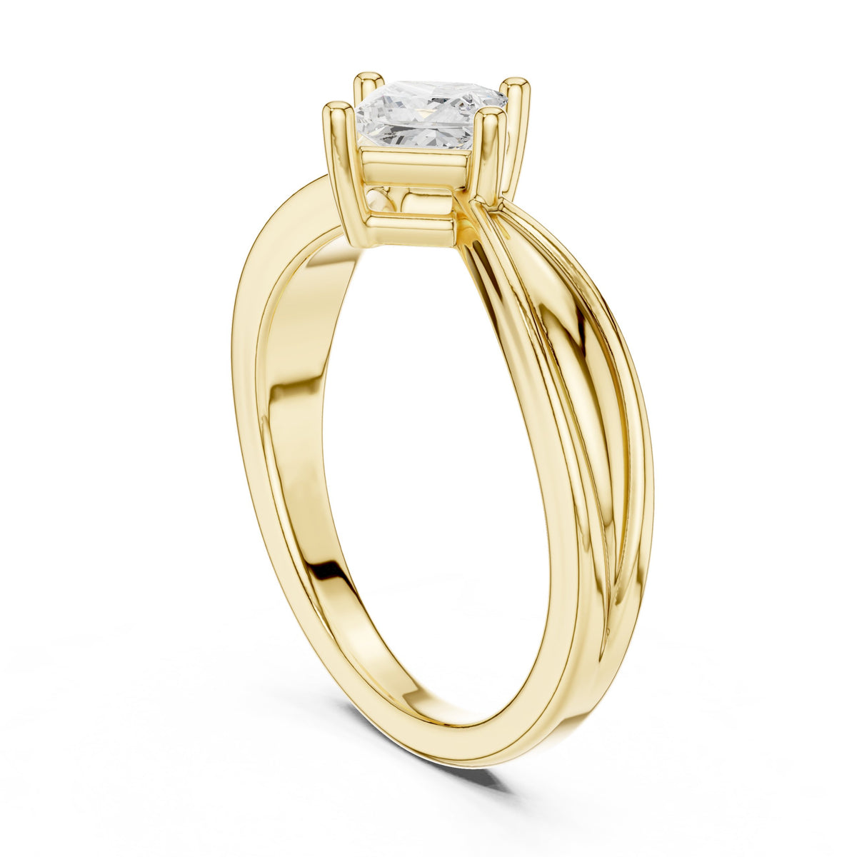 Kite Princess Cut Solitaire Engagement Ring with Split Shank