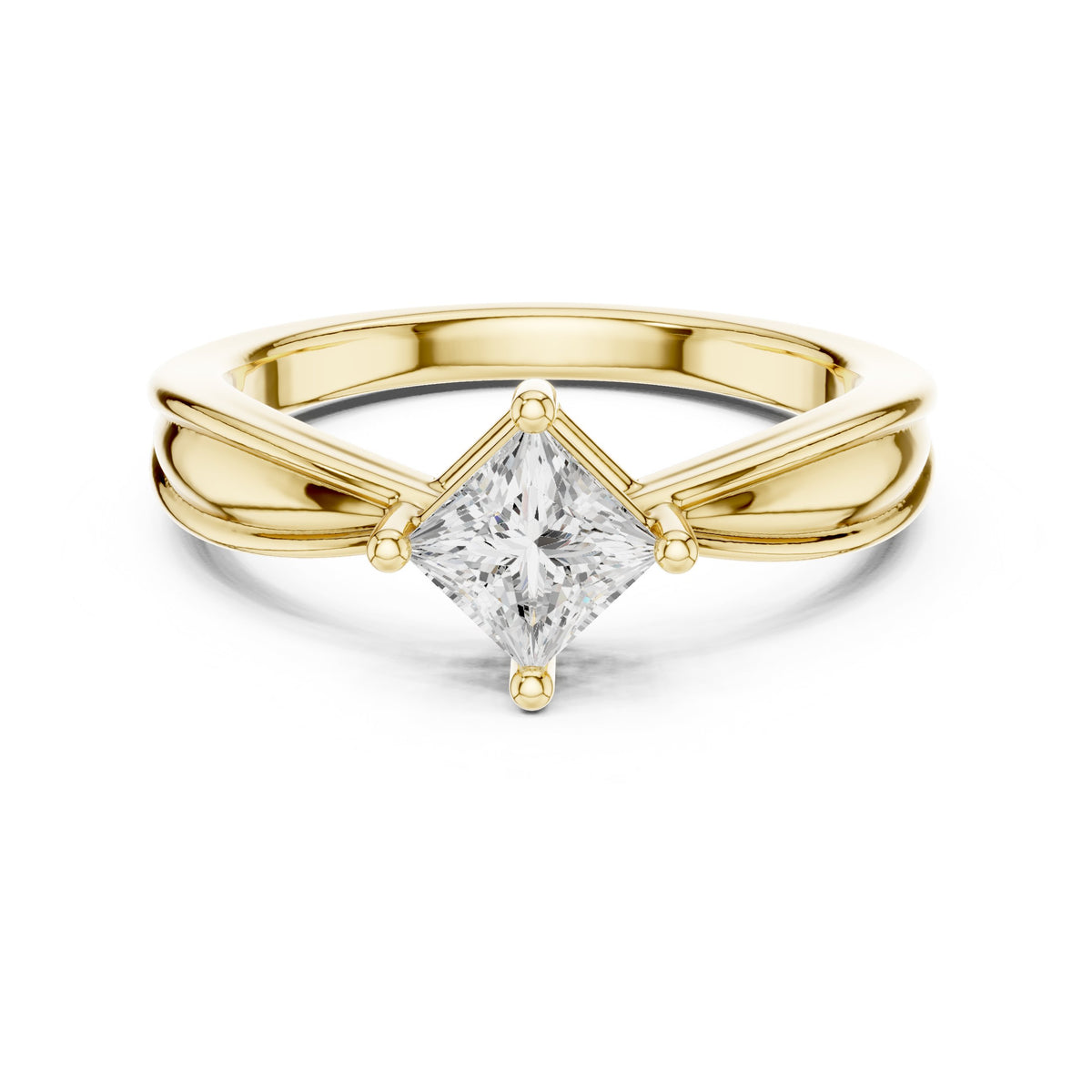 Kite Princess Cut Solitaire Engagement Ring with Split Shank