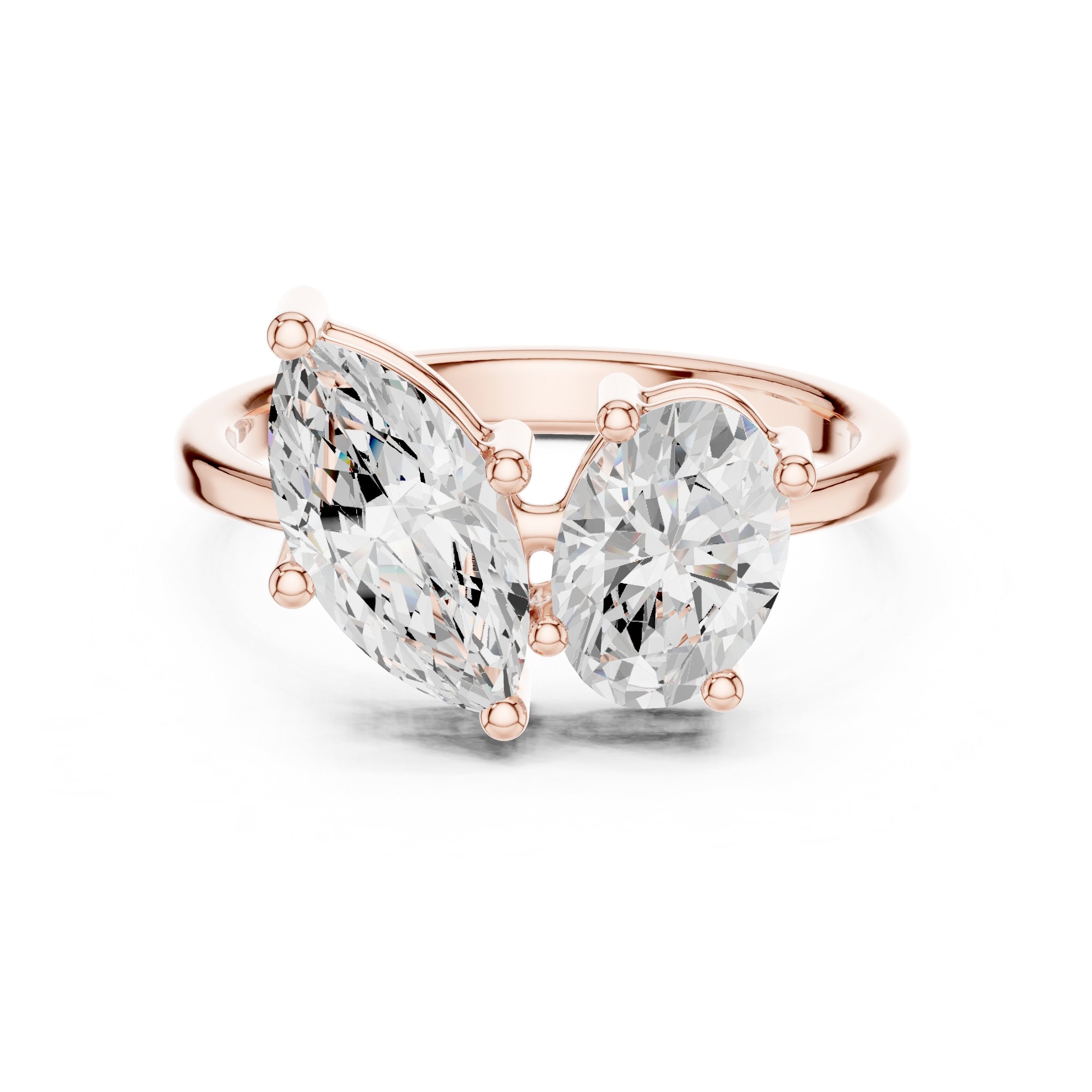 Marquise and Pear Toi et Moi Engagement Ring in Rose Gold - VYKA Diamonds