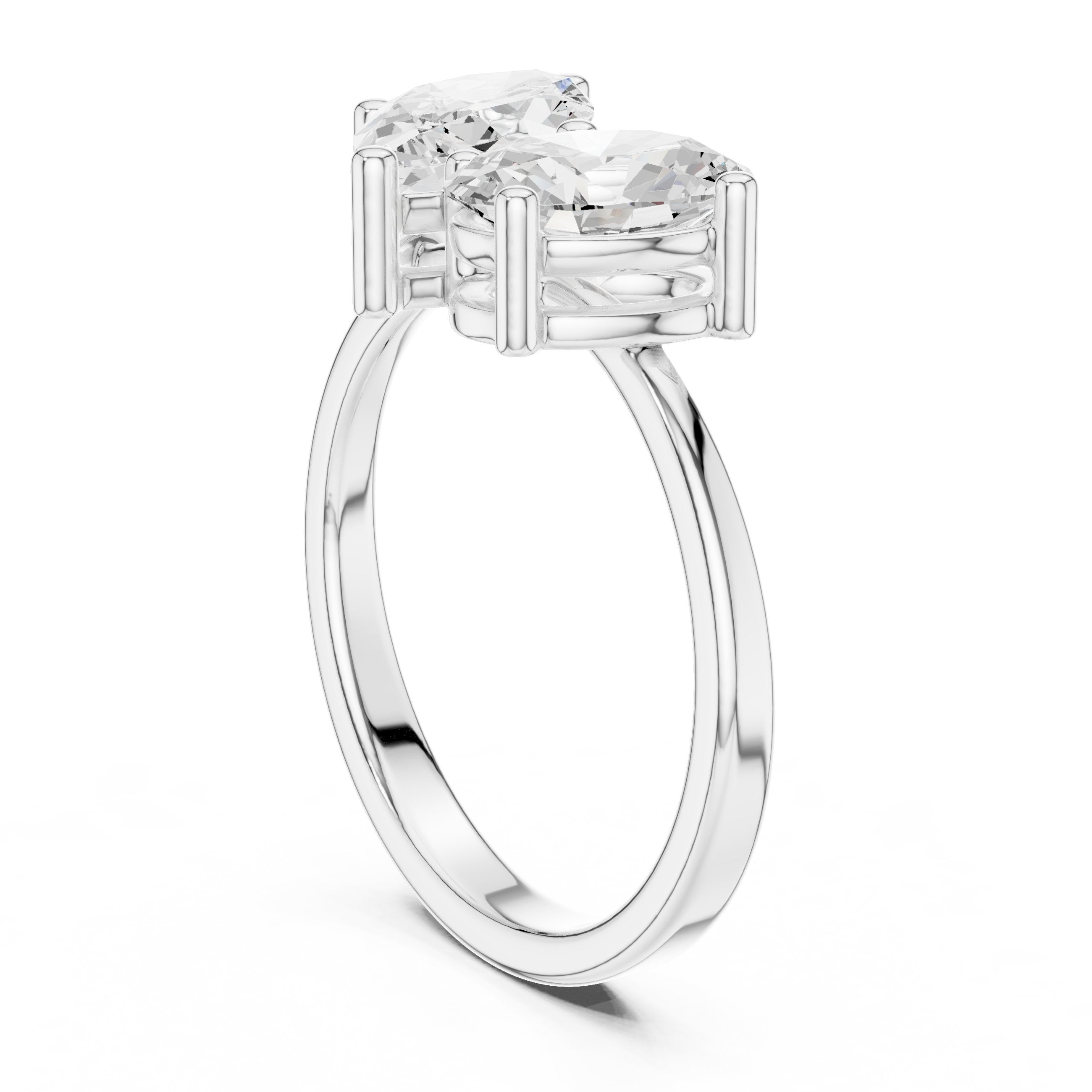 Marquise and Pear Toi et Moi Engagement Ring in White Gold - VYKA Diamonds