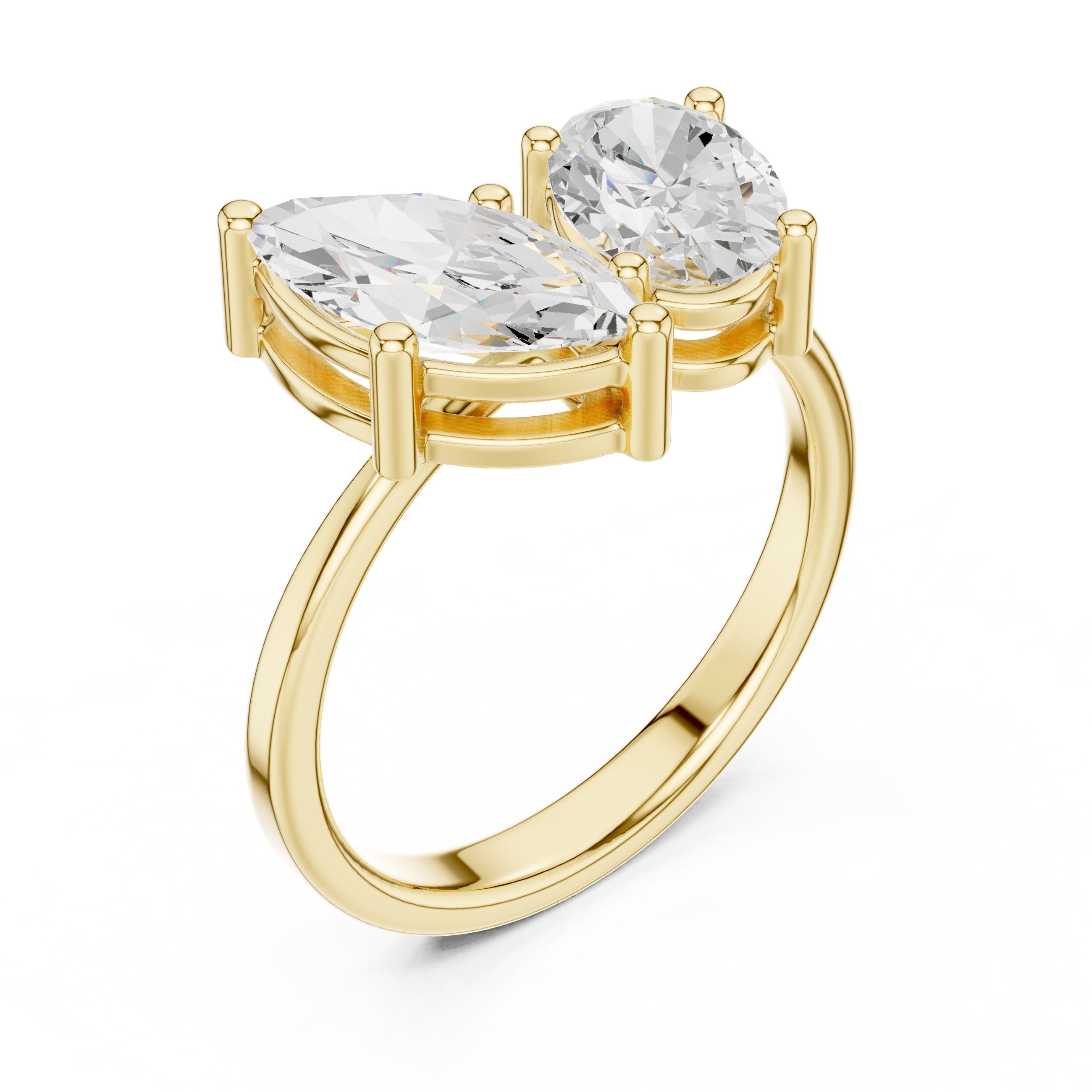 Marquise and Pear Toi et Moi Engagement Ring in Yellow Gold - VYKA Diamonds