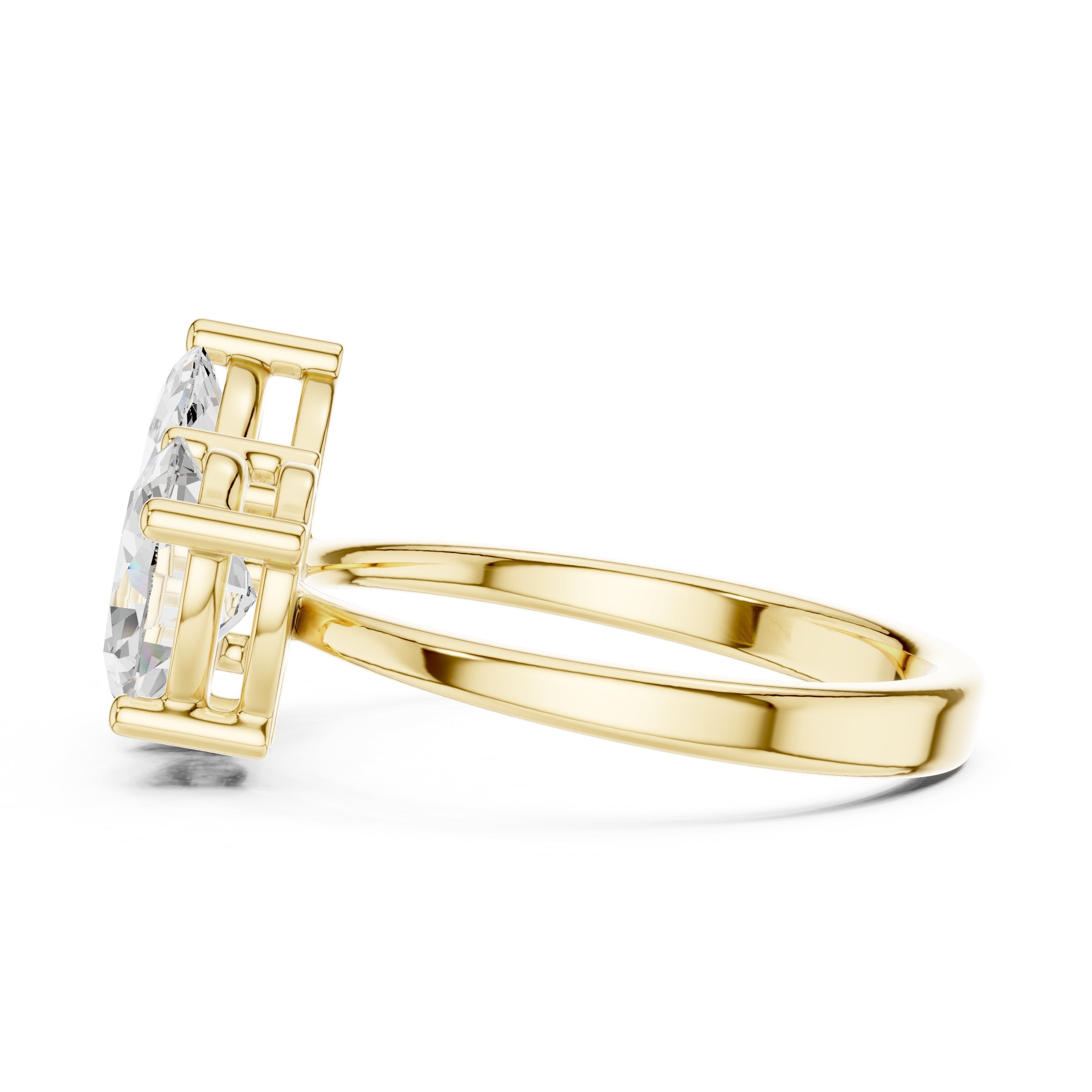 Marquise and Pear Toi et Moi Engagement Ring in Yellow Gold - VYKA Diamonds