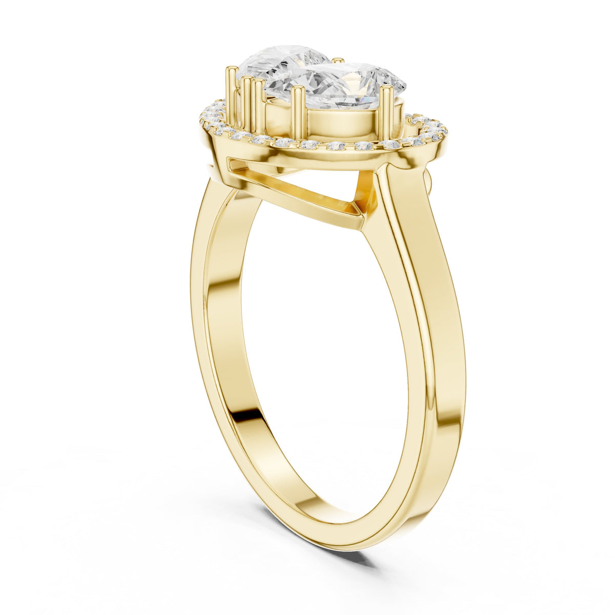 Two Pear Diamond Heart Silhouette Engagement Ring with Halo
