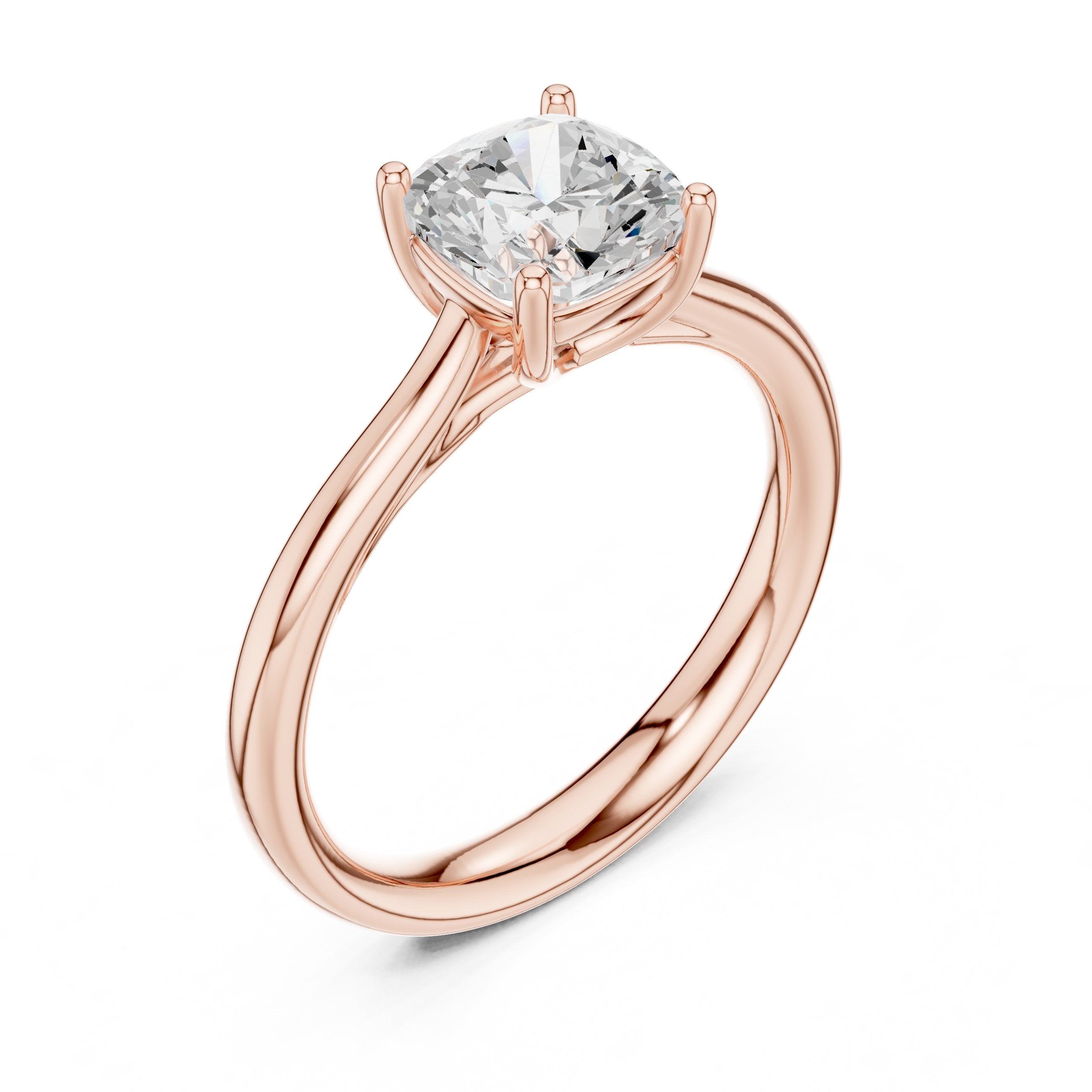 Cushion Cut Solitaire Engagement Ring in Rose Gold - VYKA Diamonds
