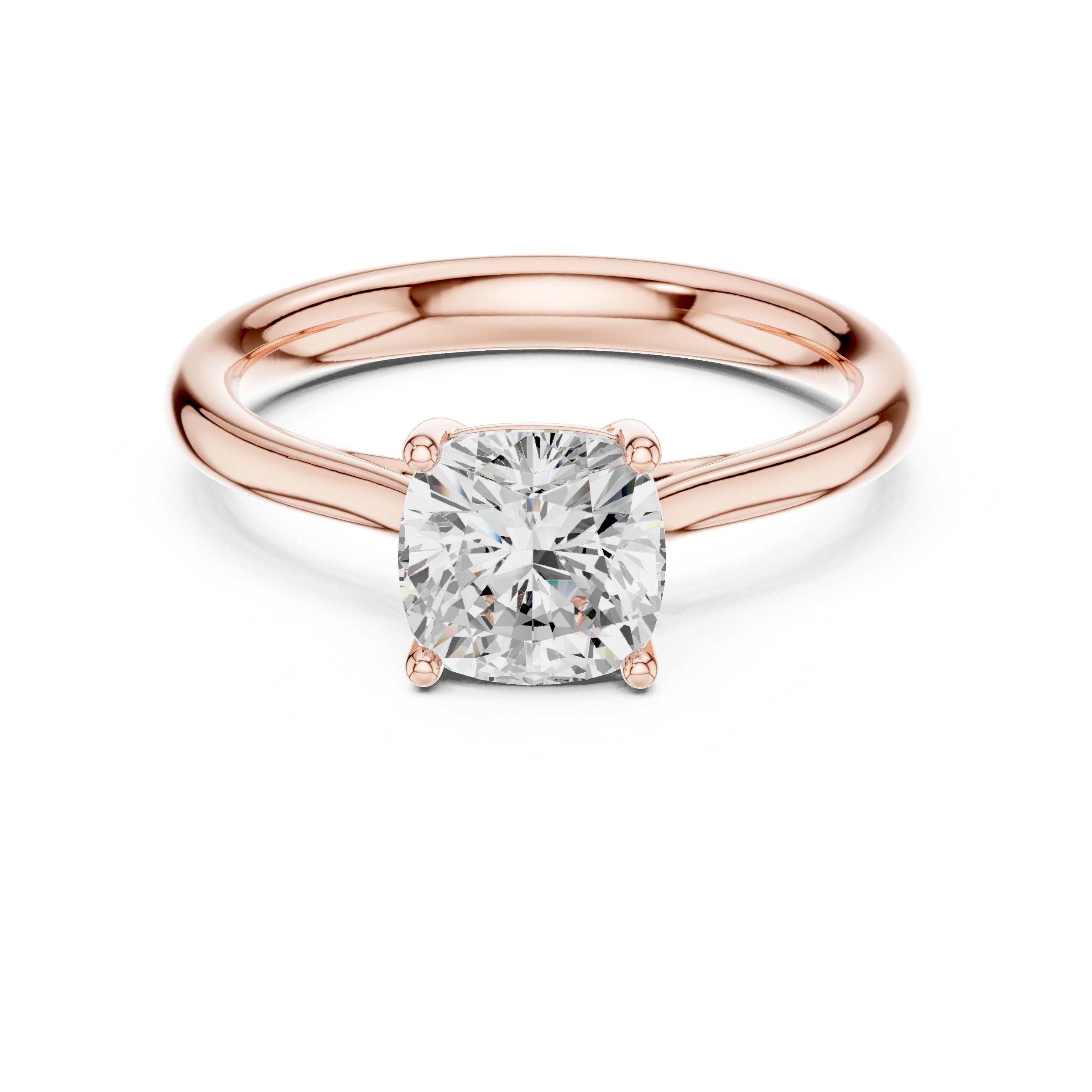 Cushion Cut Solitaire Engagement Ring in Rose Gold - VYKA Diamonds