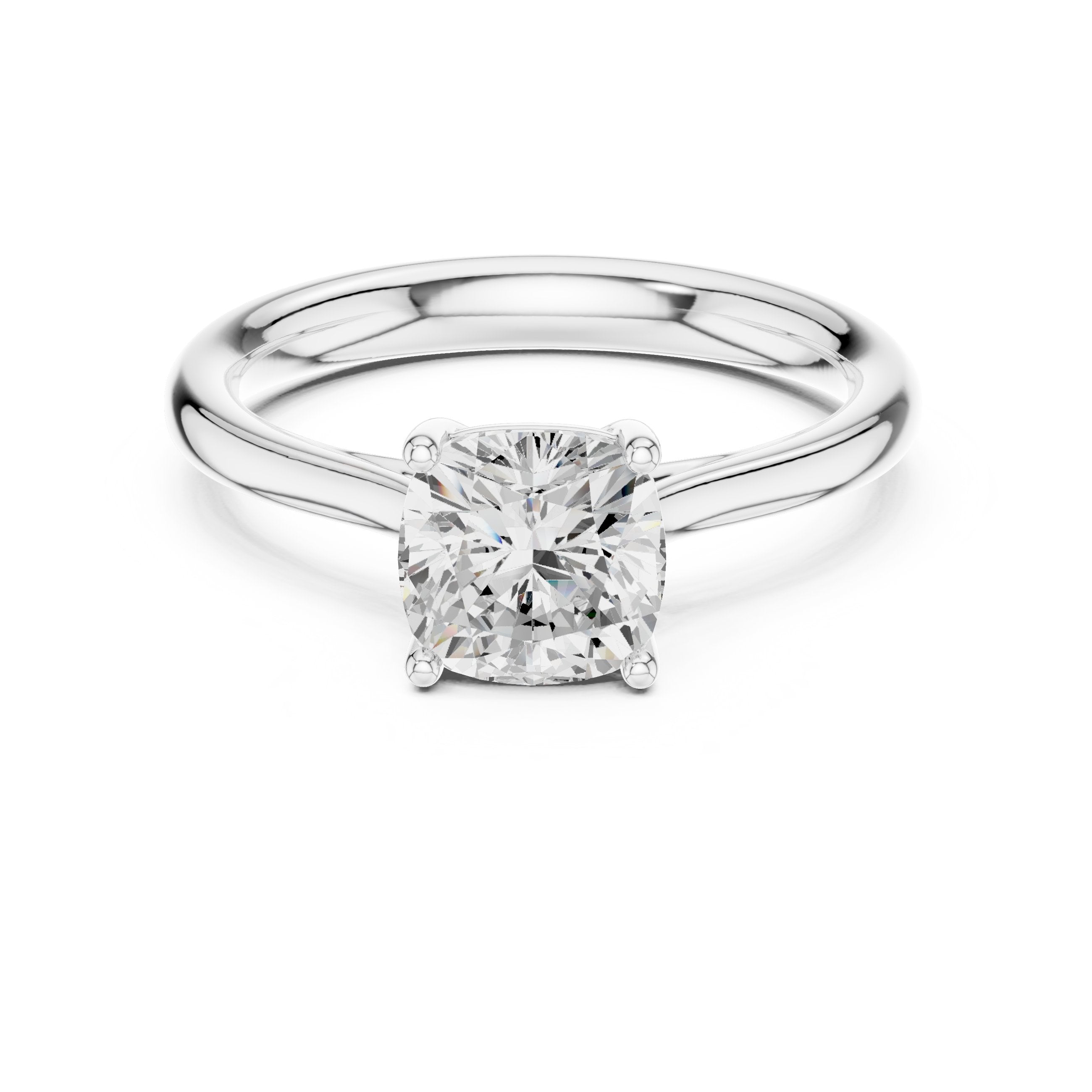 Cushion Cut Solitaire Engagement Ring in White Gold - VYKA Diamonds