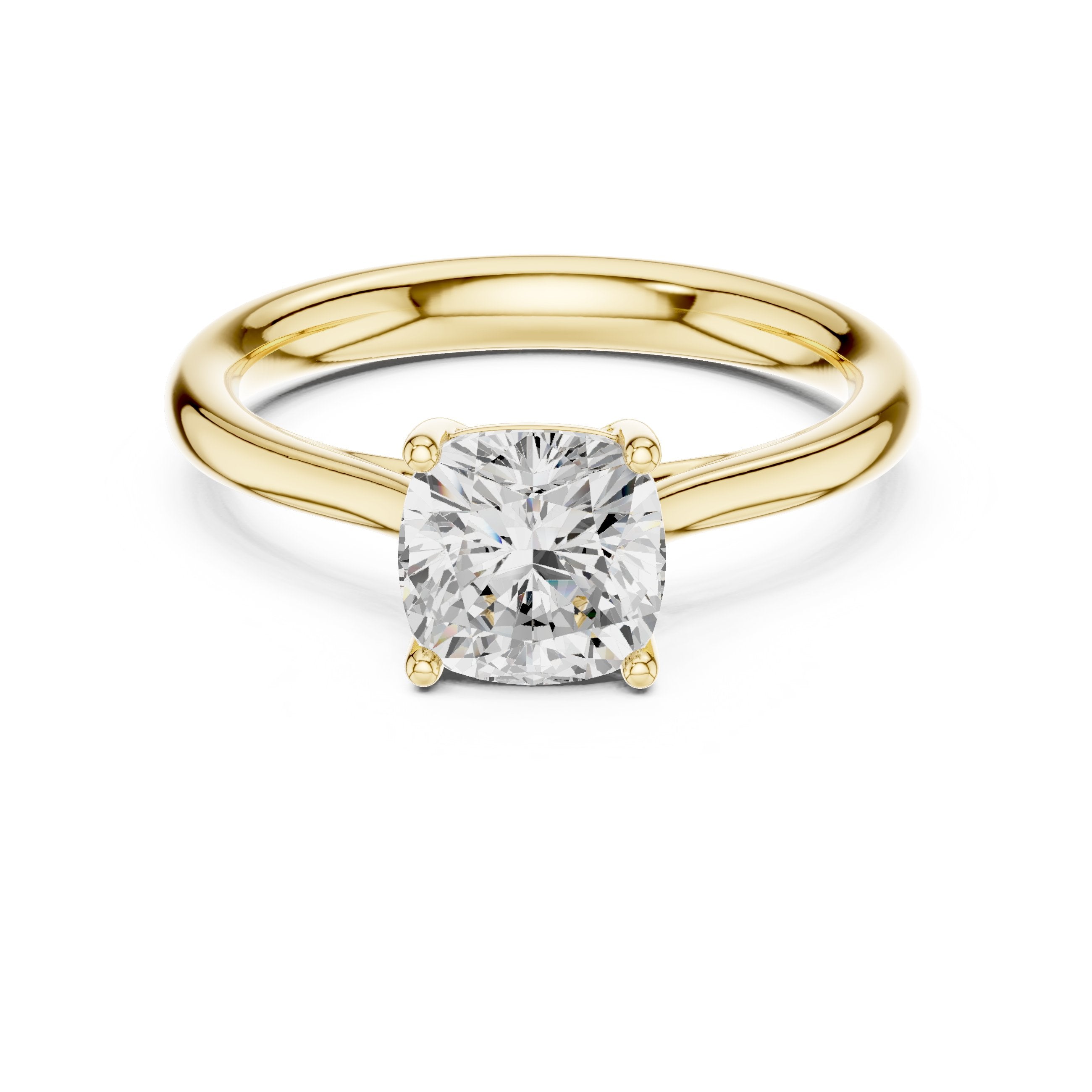 Cushion Cut Solitaire Engagement Ring in Yellow Gold - VYKA Diamonds