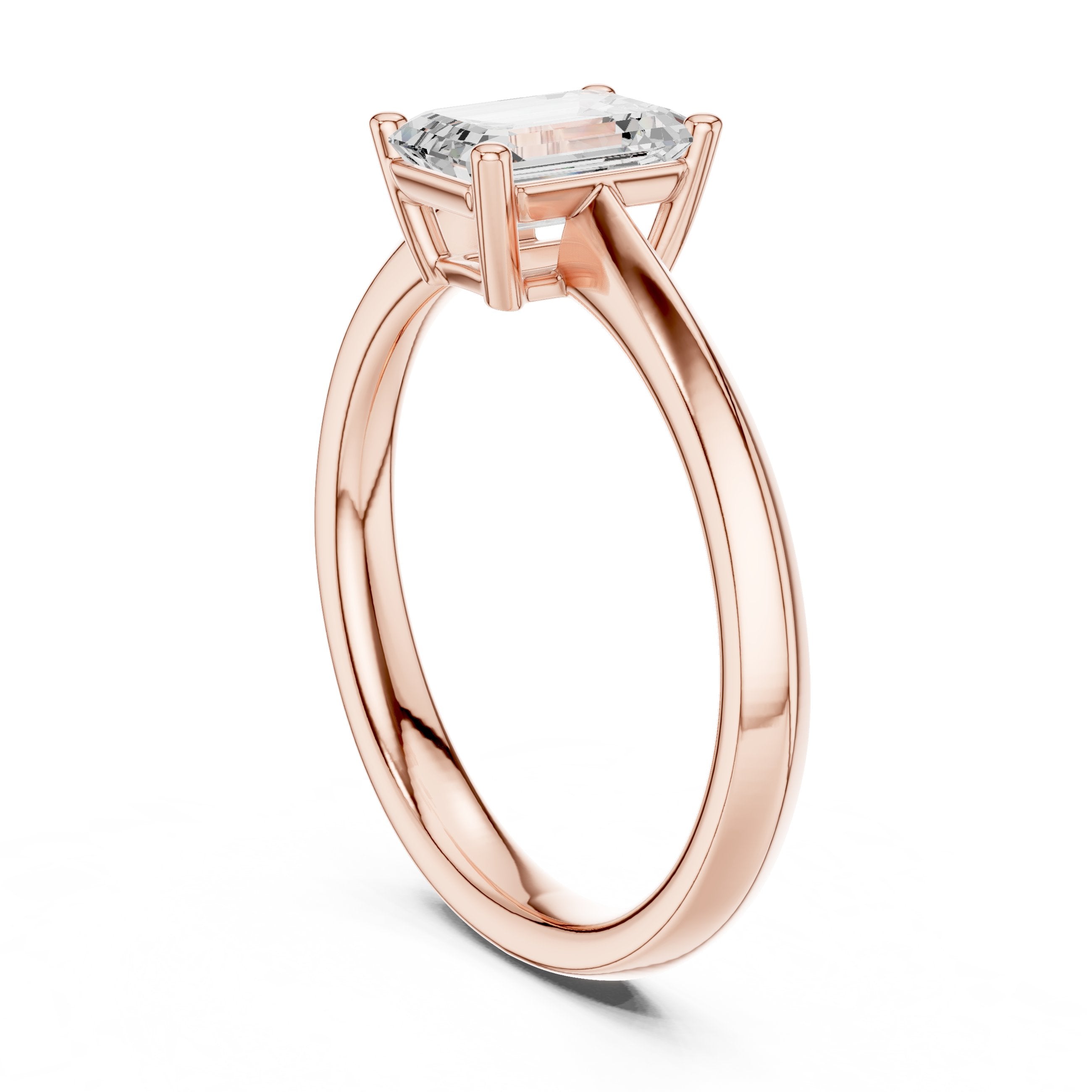 Emerald Cut Solitaire Engagement Ring in Rose Gold - VYKA Diamonds