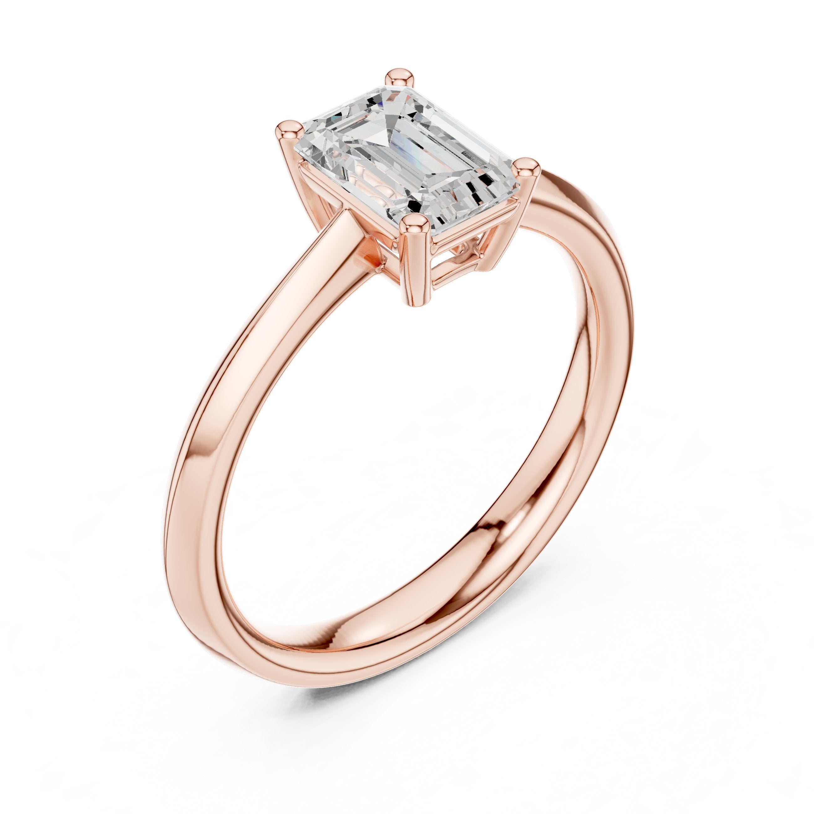 Emerald Cut Solitaire Engagement Ring in Rose Gold - VYKA Diamonds