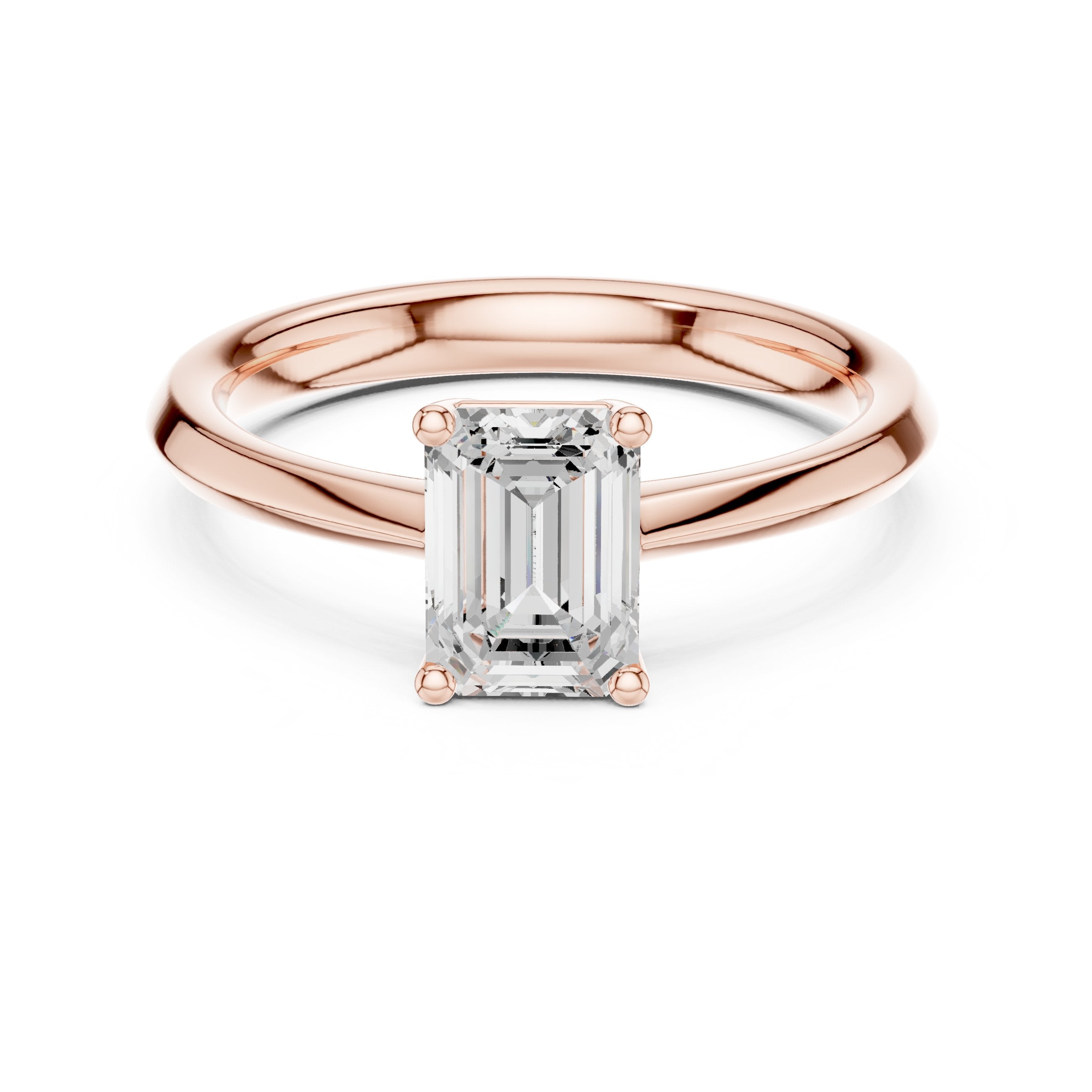 Emerald Cut Solitaire Engagement Ring in Rose Gold - VYKA Diamonds