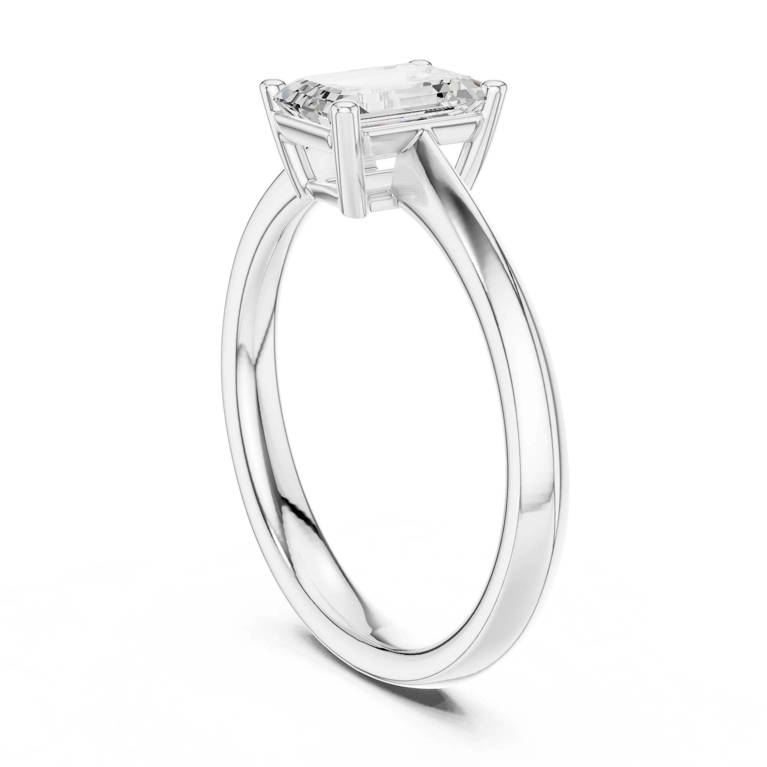 Emerald Cut Solitaire Engagement Ring in White Gold - VYKA Diamonds