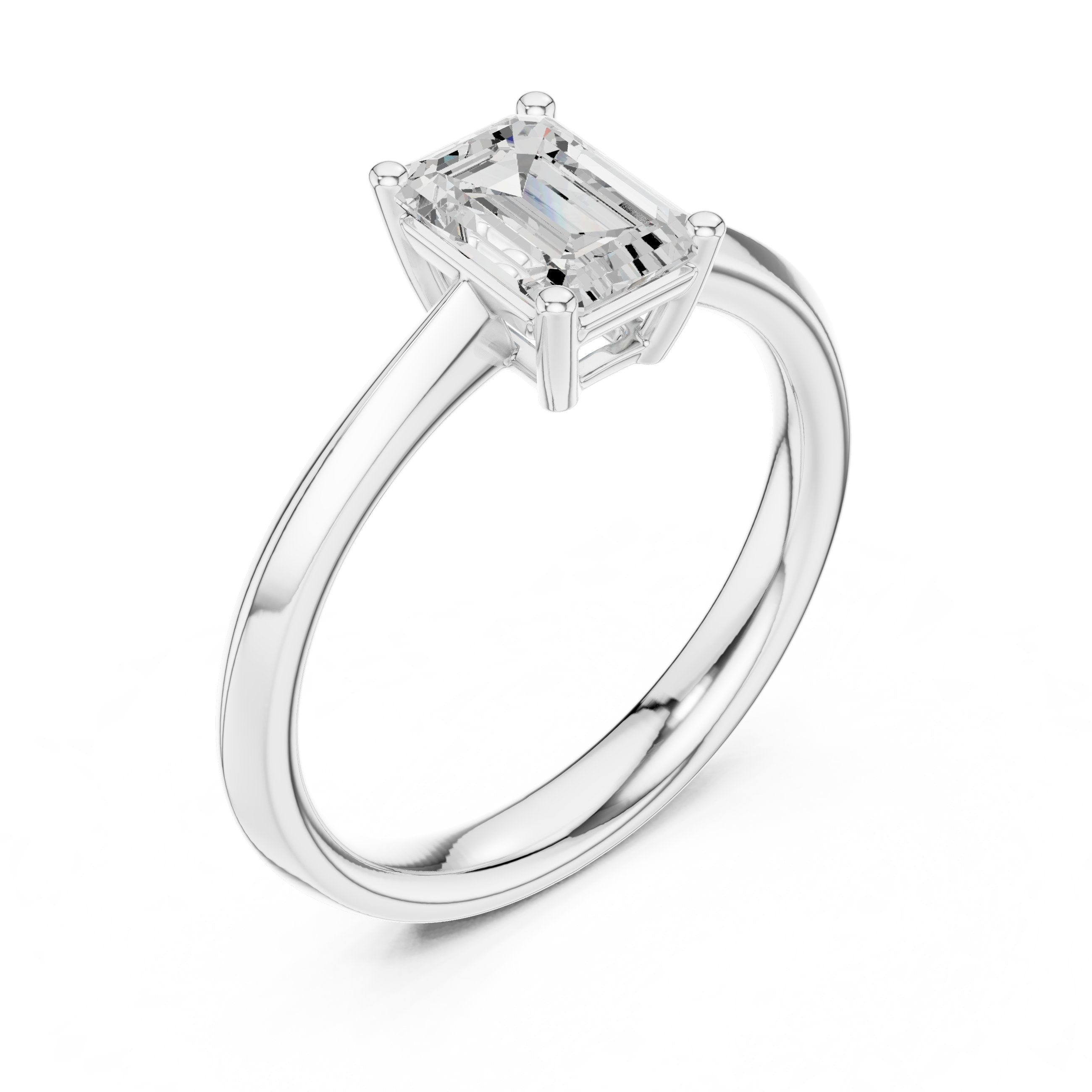 Emerald Cut Solitaire Engagement Ring in White Gold - VYKA Diamonds