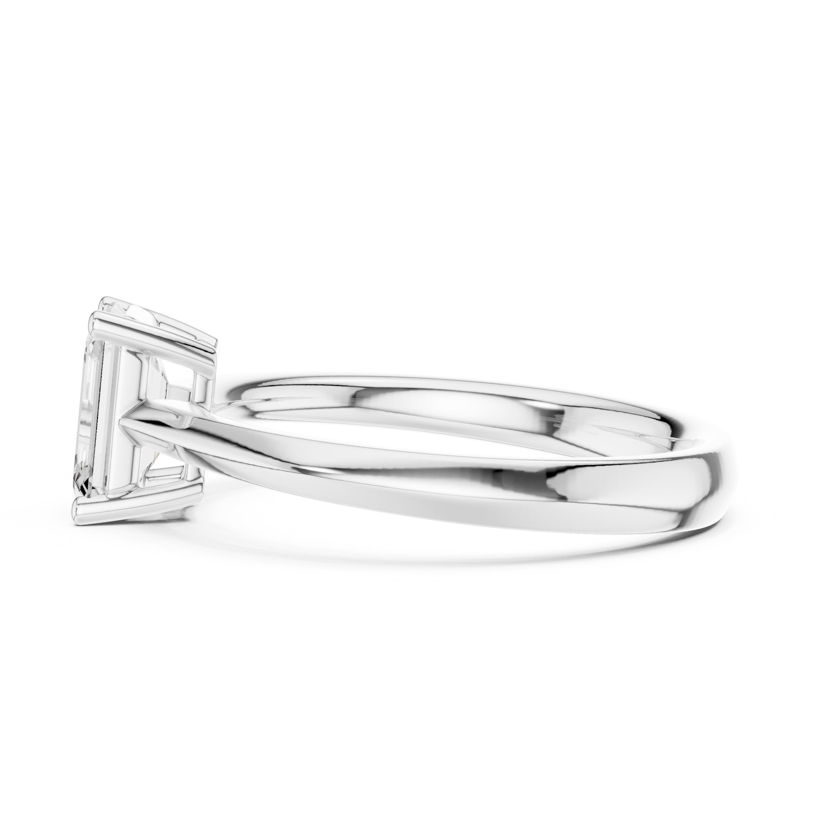 Emerald Cut Solitaire Engagement Ring in White Gold - VYKA Diamonds